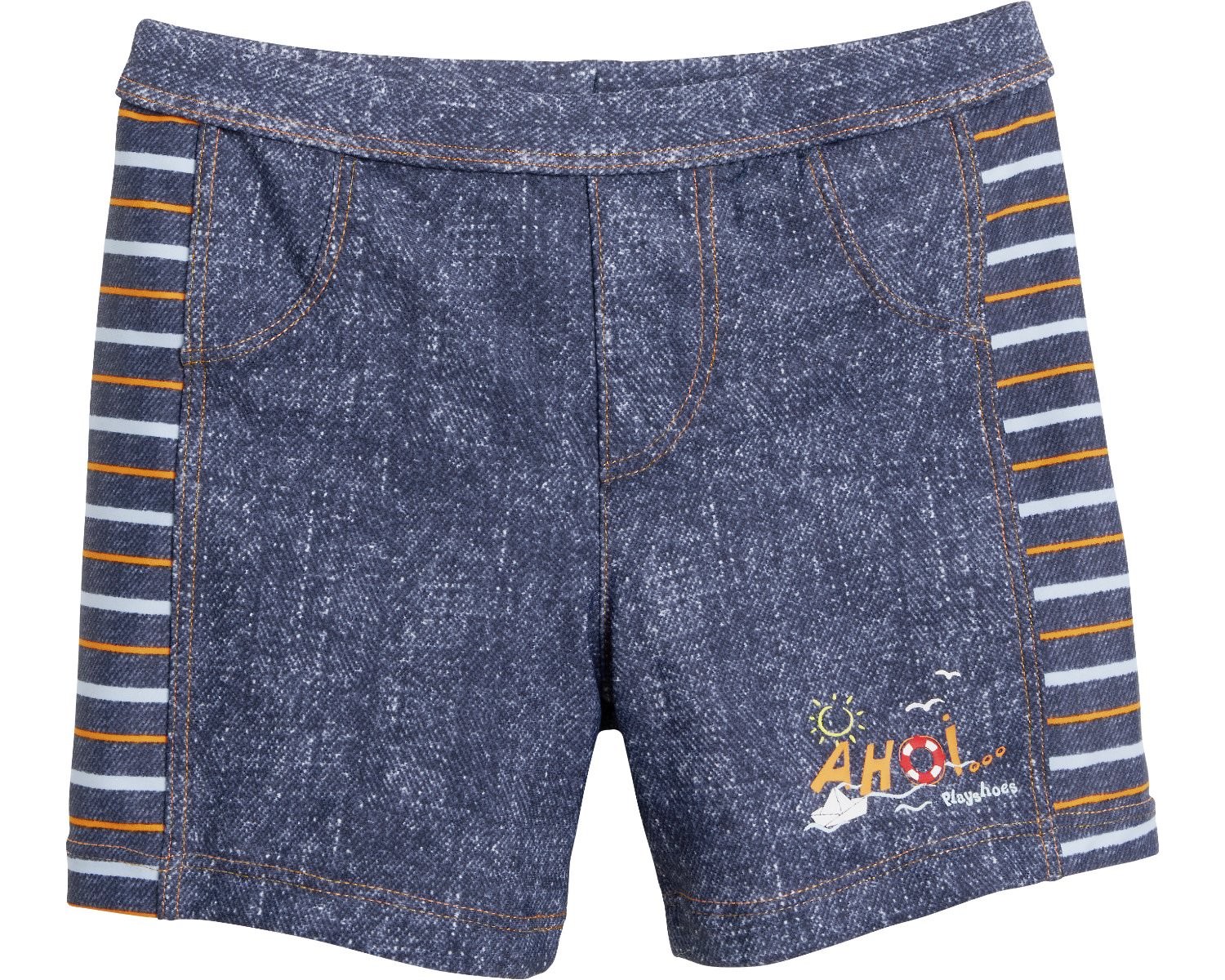 Badeshorts + Windeleinsatz mit Kordelzug *Jeans Style* UPF 50+ v. PLAYSHOES 461135