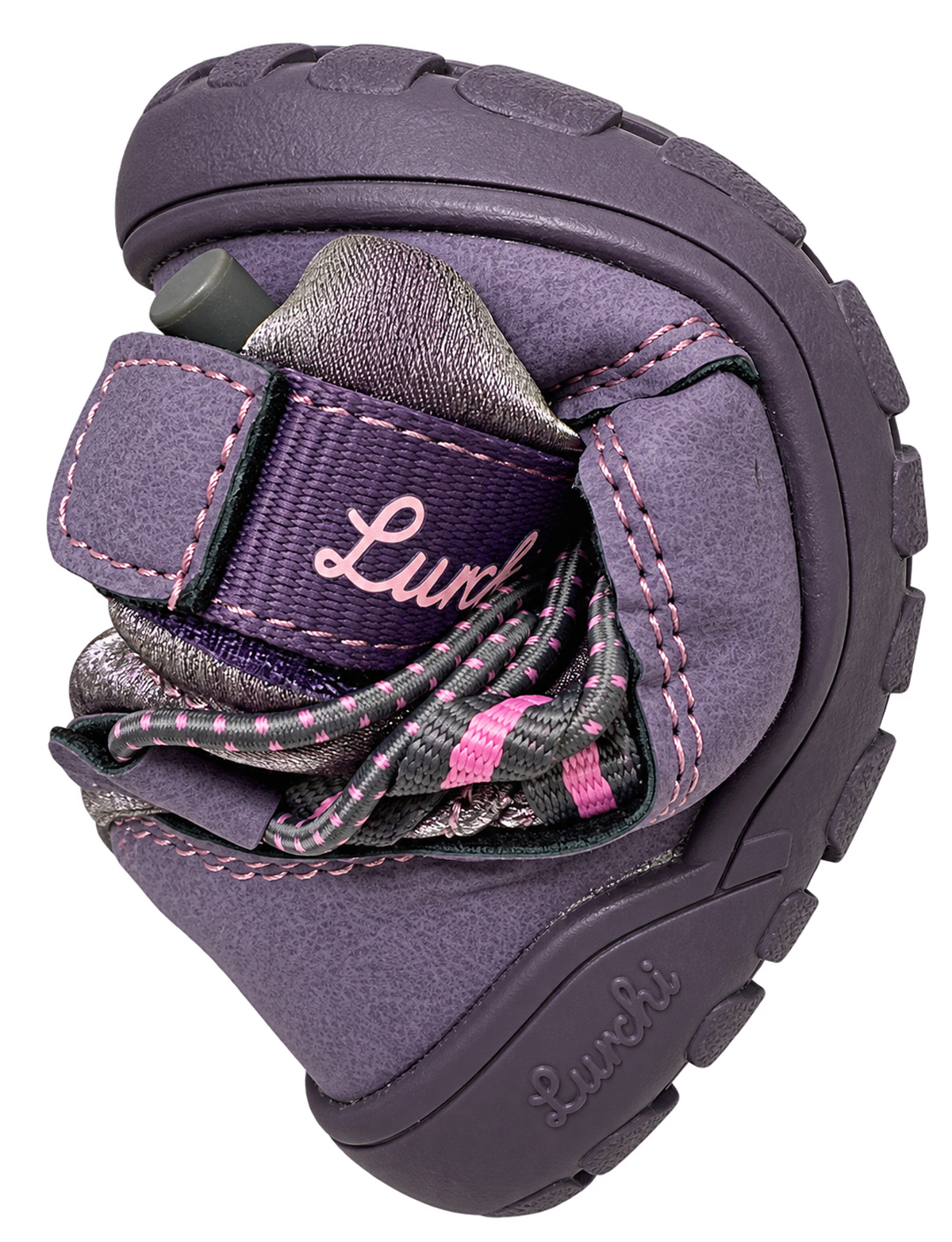 Gefütterte Minimalschuhe / Schneestiefel PU Mesh & TEX Membran *LURCHI Barefoot Jace 1 * Flieder grau Glitzer