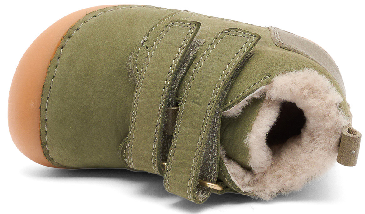Knautschige Leder Barfußschuhe mit Lammwolle gefüttert CARTER Lamb in Sage Grün von BISGAARD 24113