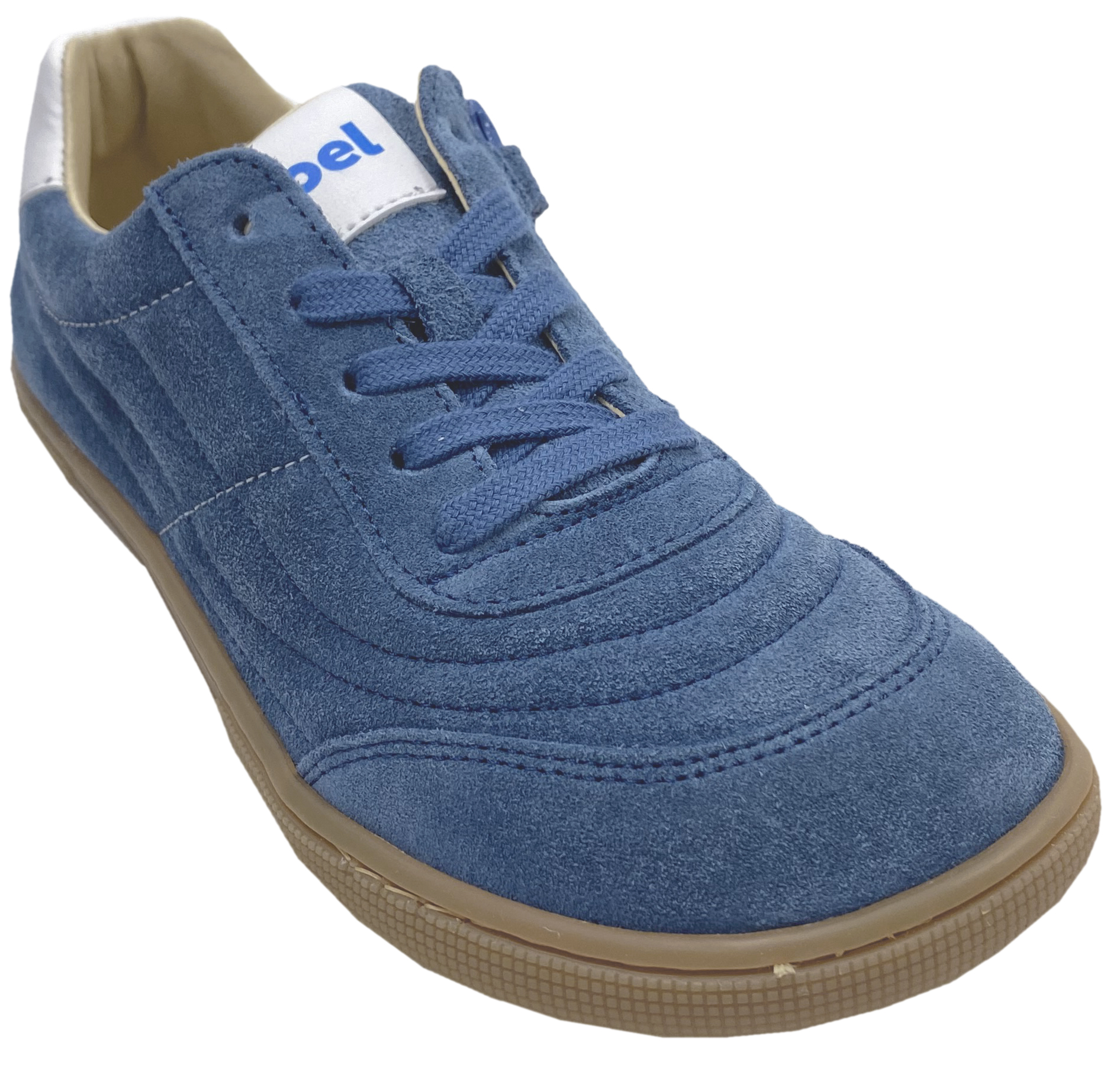 Barfuß Sneaker DUSTIN Suede Leder Jeansblau Schnürer + Reißverschluß von KOEL Barefoot 08M051.301