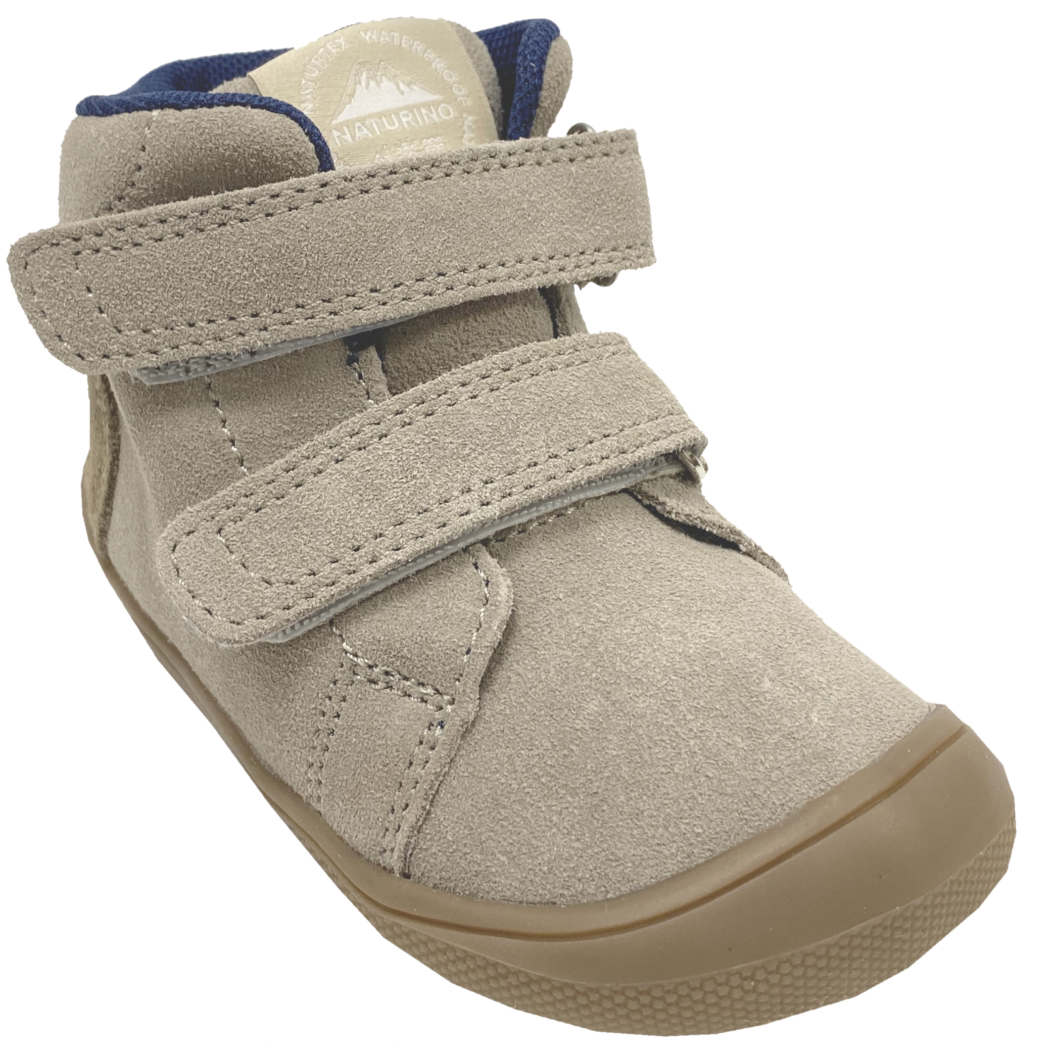 Knautschige Winterstiefel > NATURINO Barefoot < SUEDE Leder + TEX Membran *SPINNI* in Taupe / Light Brown