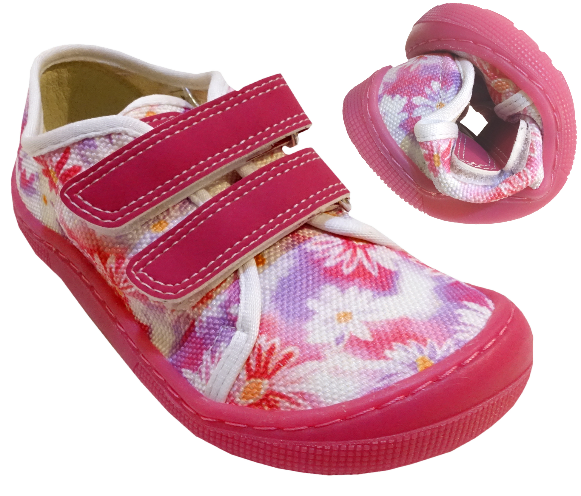 !B Ware! Barfußsneaker aus Textil in Pink Flower Modell DUD von KOEL Spann normal 07M035.50B