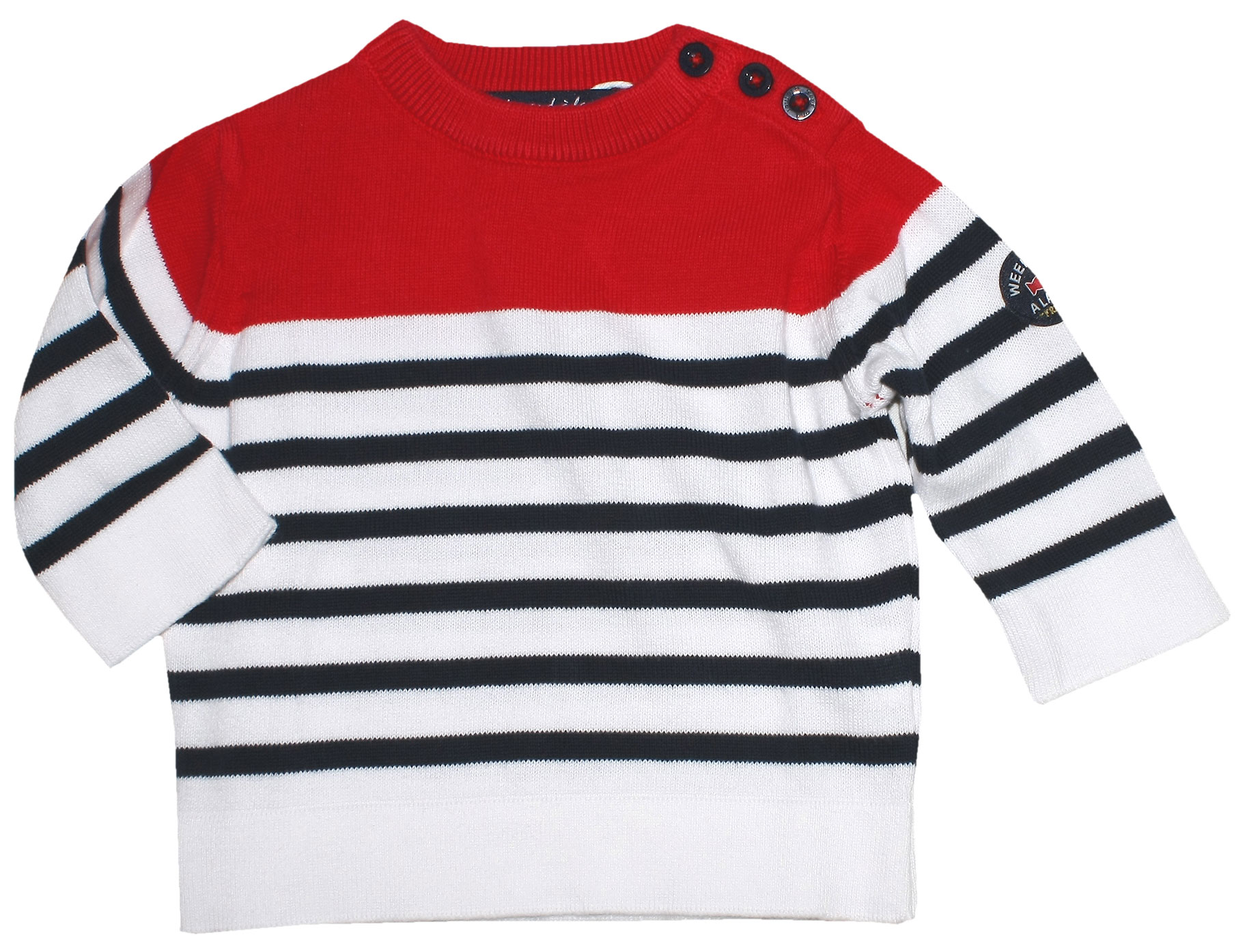 Schlichter leichter Strickpullover aus BW, Rot, Navy / Weiß gestr. von WEEK END A LA MER B122.16