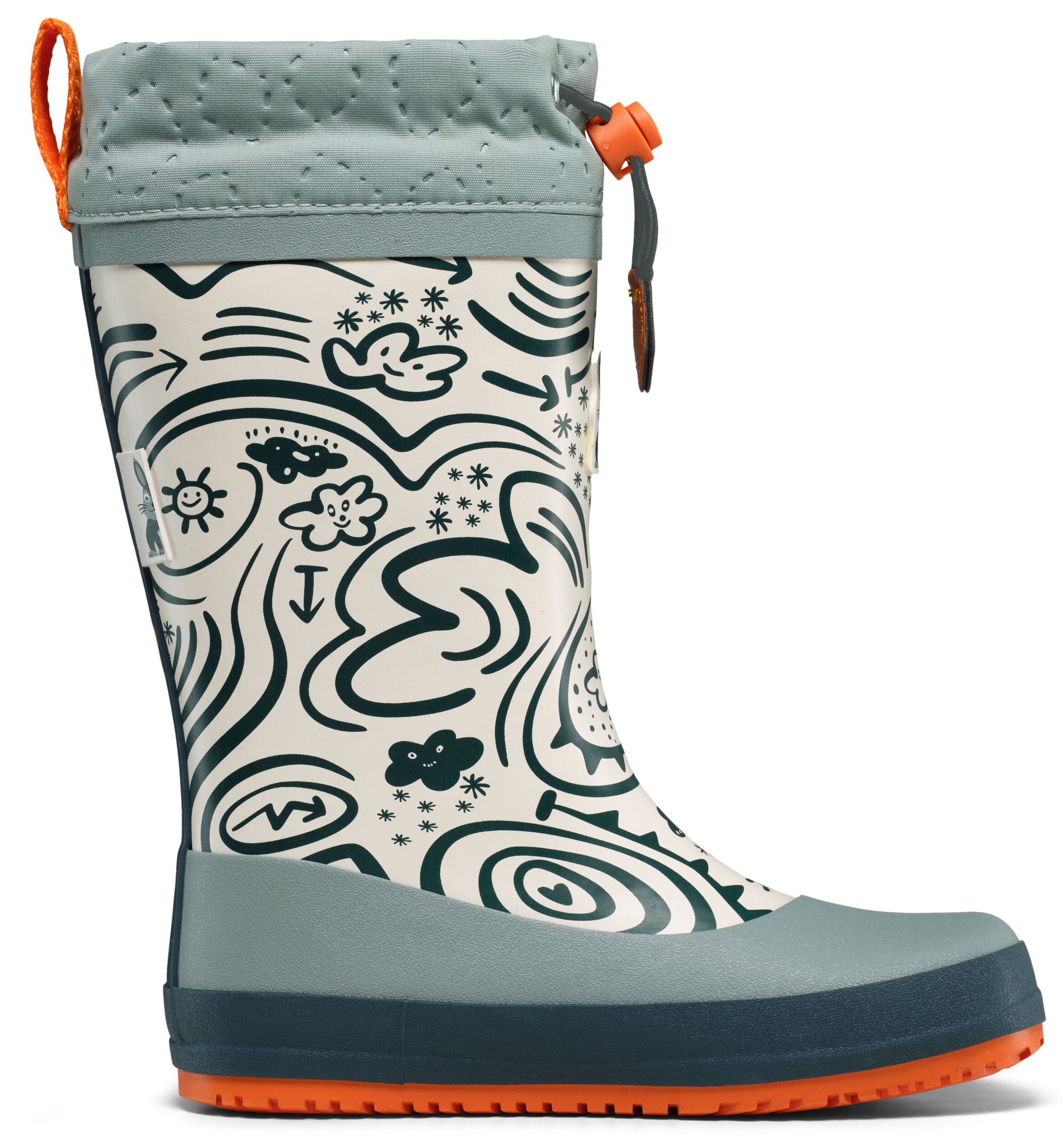 Barfuß Gummistiefel mit Warmfutter von AFFENZAHN * Vegan Puddly * Hase in Petrol