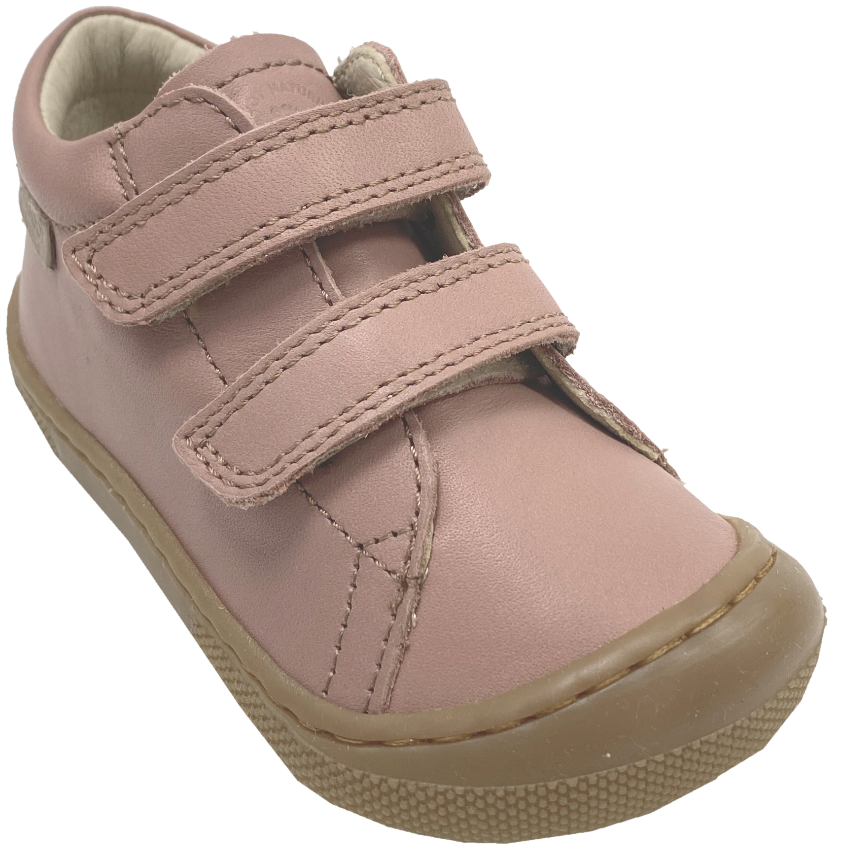 Knautschig weiche Barfußschuhe aus Leder, Doppelklett NATURINO Barefoot *AMUR in Rose *