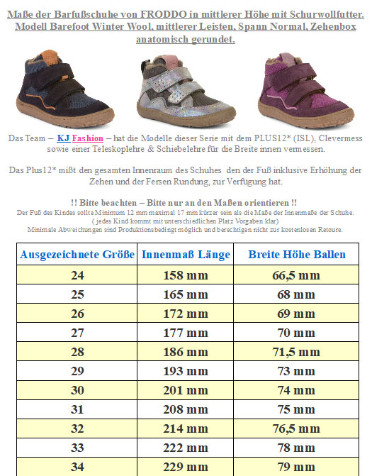Knöchelhohe Barfußschuhe in Lila / Purple mit Schurwollfutter von FRODDO G3110229-3
