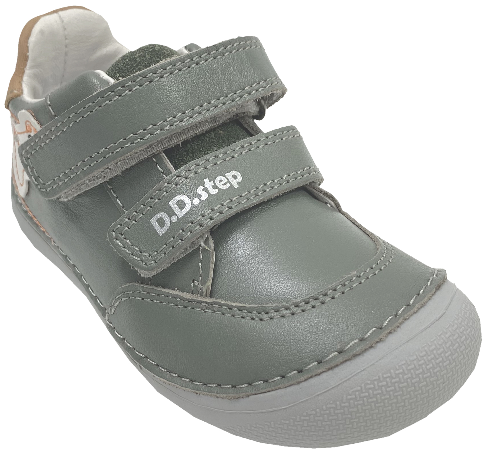 Knautschige Leder Sneaker / Minimalschuhe von D.D.Step Barefoot in Grau Grün + Gamer Stick