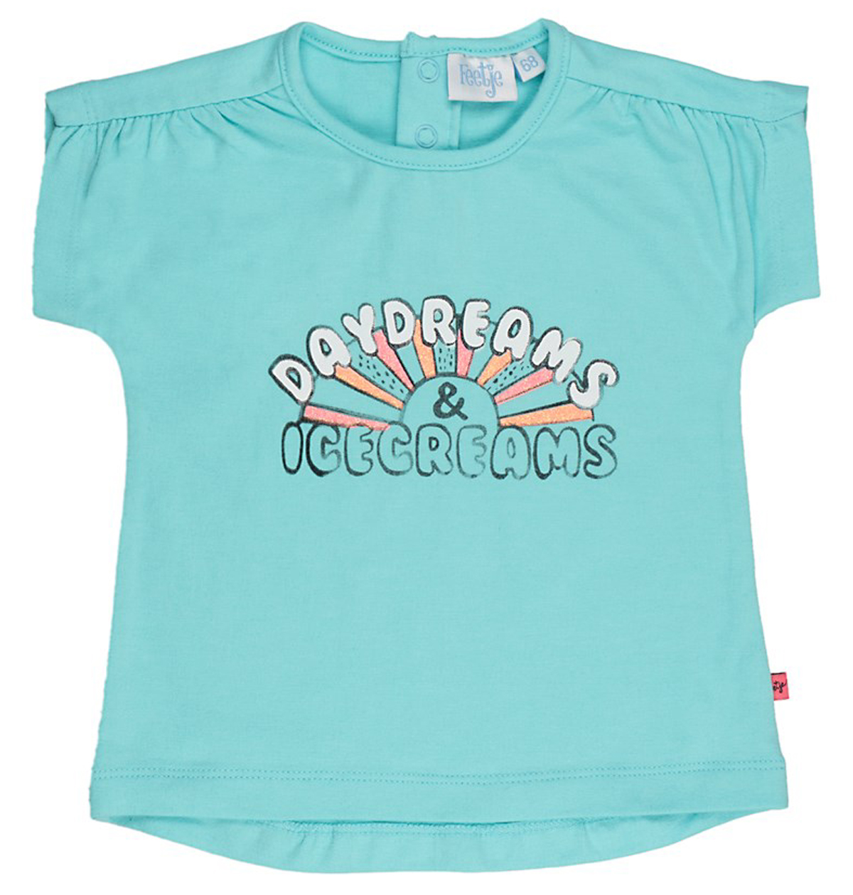 Frech buntes T-Shirt in leuchtendem Mint mit Glitzerprint von FEETJE Serie TROPICAL 0449
