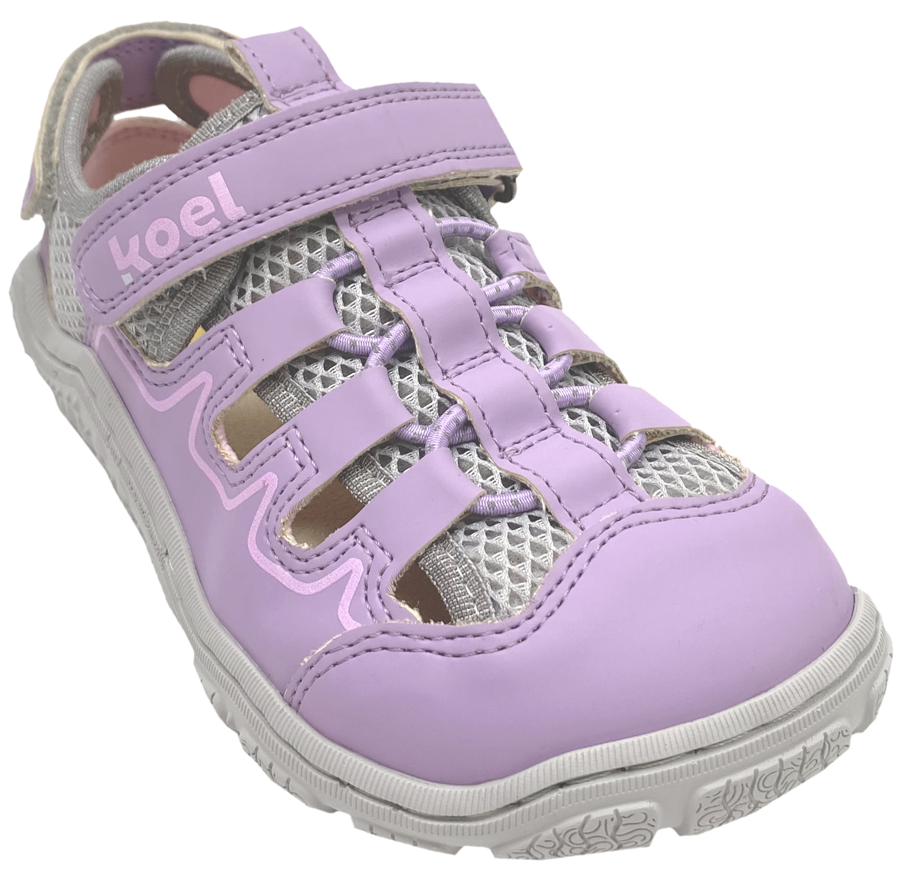 Vegane Trekking Sandale Minimalschuhe von KOEL Barefoot in Lavendel REMI PU 34M008.50H