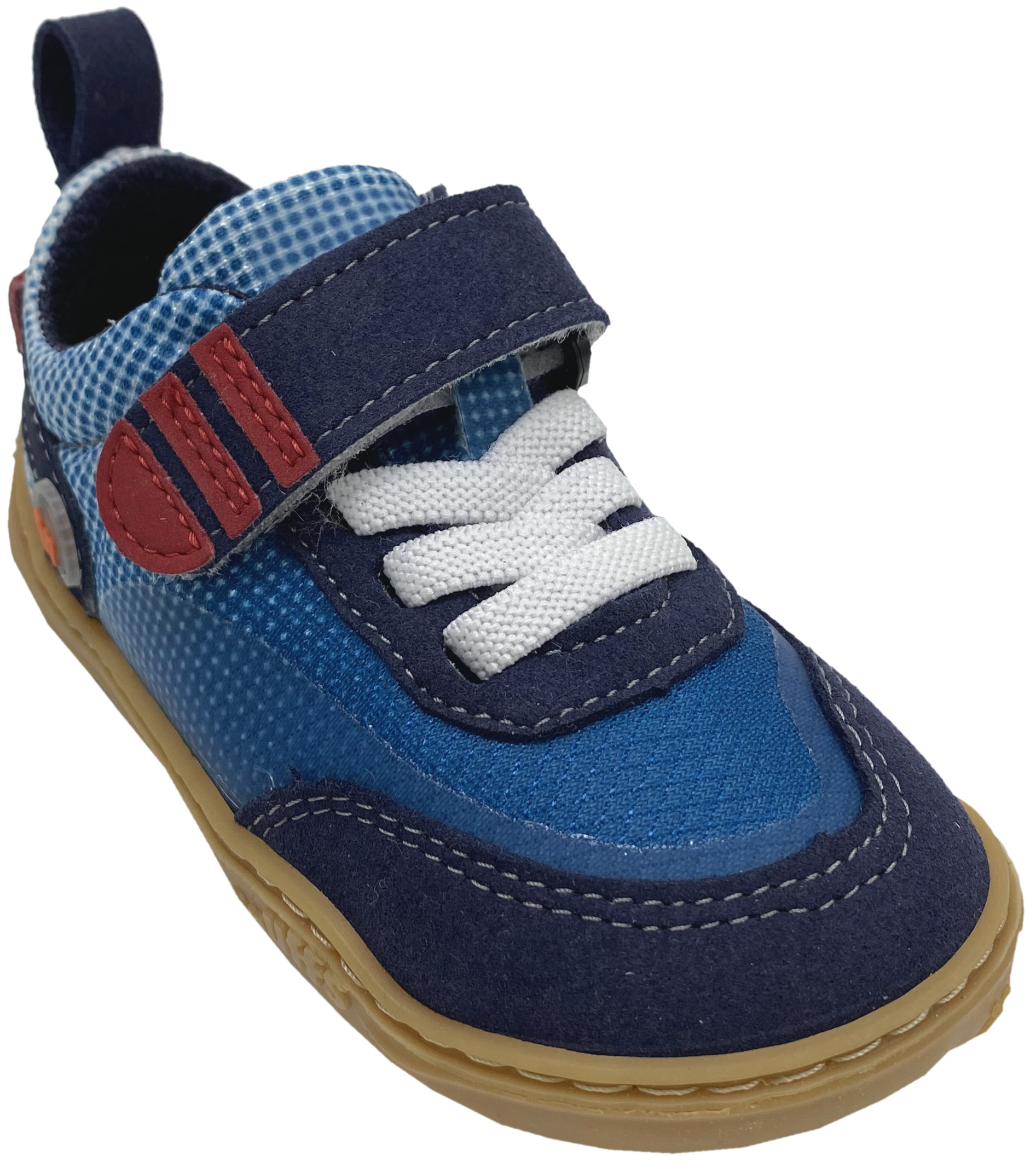 Vegane Barfuß Sneaker mit Klett & Zierschnürung von QNUFFS by Ricosta  *Fichte* in Blau