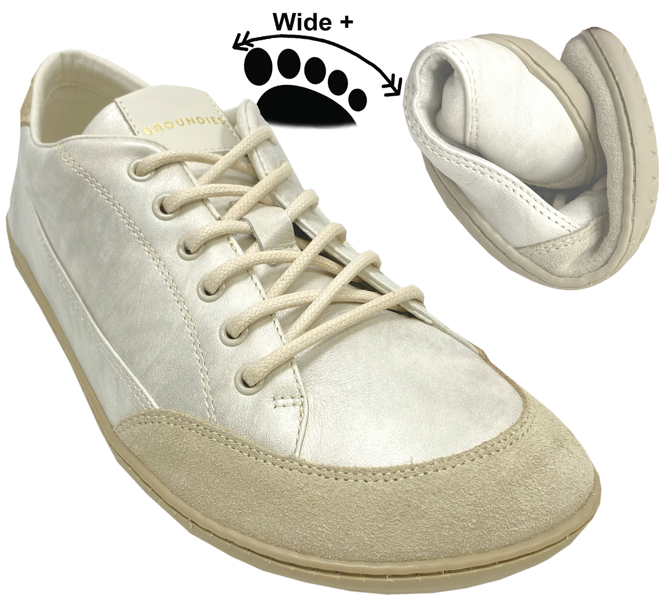 Barfußschuhe aus Leder in Gold Beige metallic von GROUNDIES Amsterdam Barefoot + GO1+ Sohle