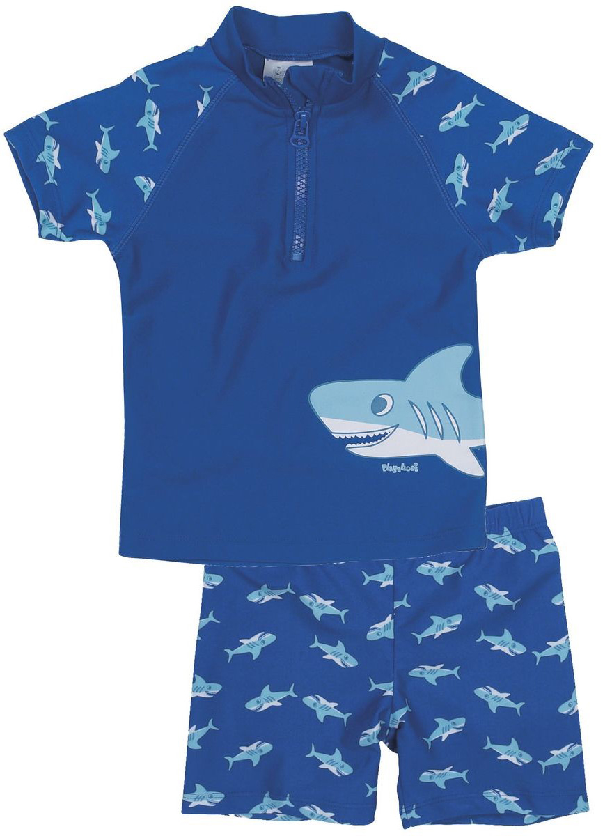 UV Schutz Zweiteiler in Kobaltblau mit Hai  von PLAYSHOES UV Schutz 50+  460122