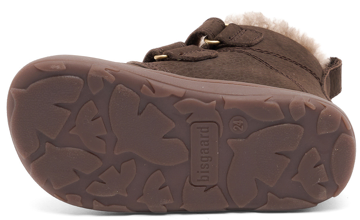 Winterstiefel aus Nubbukleder + Lammfellfutter von BISGAARD Barefoot EMIL Lamb 54107 in Braun