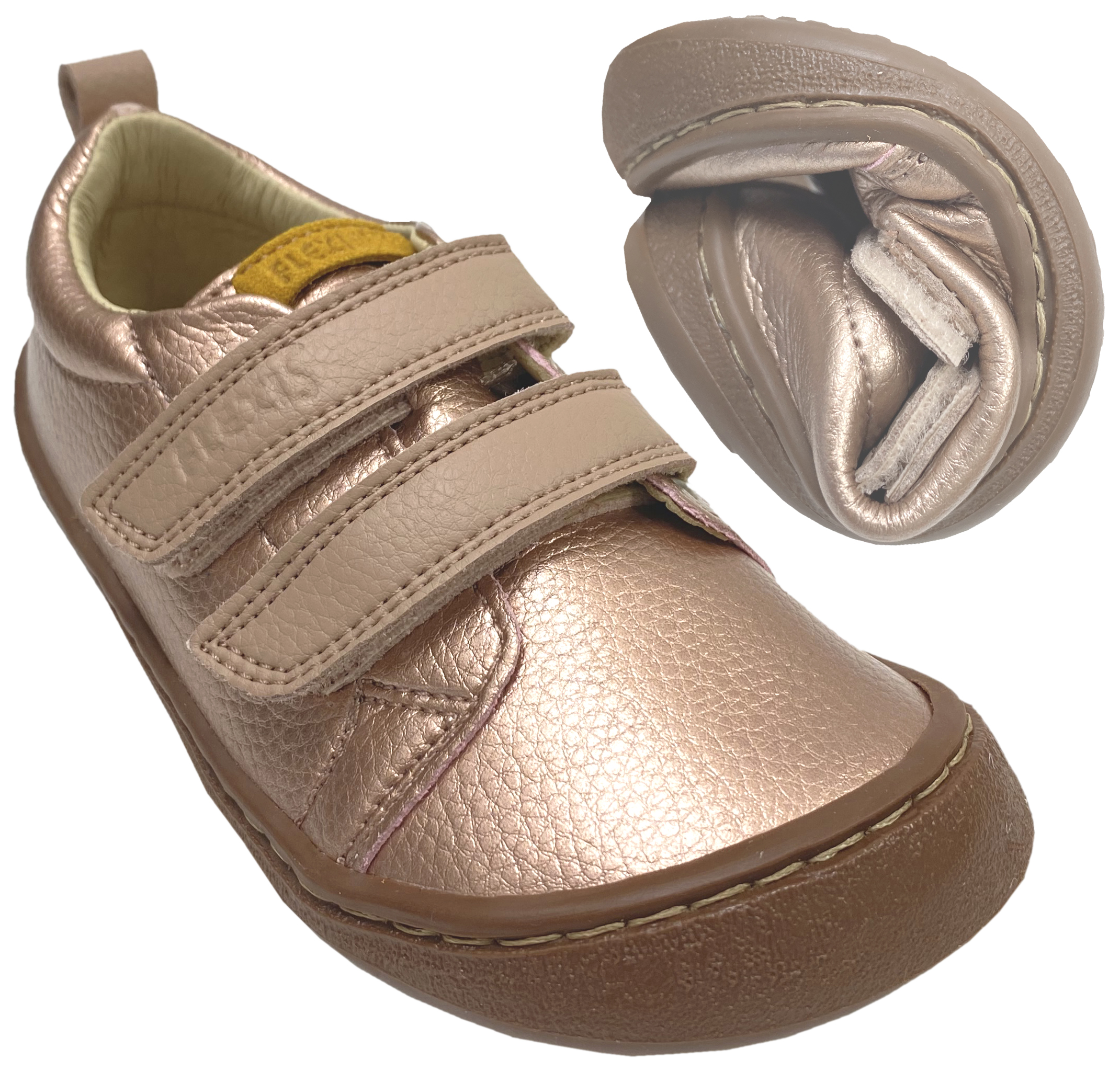 Vegane Barfuß Sneaker in Rose Gold / Nude Glitzer von FLEXI NENS 41846