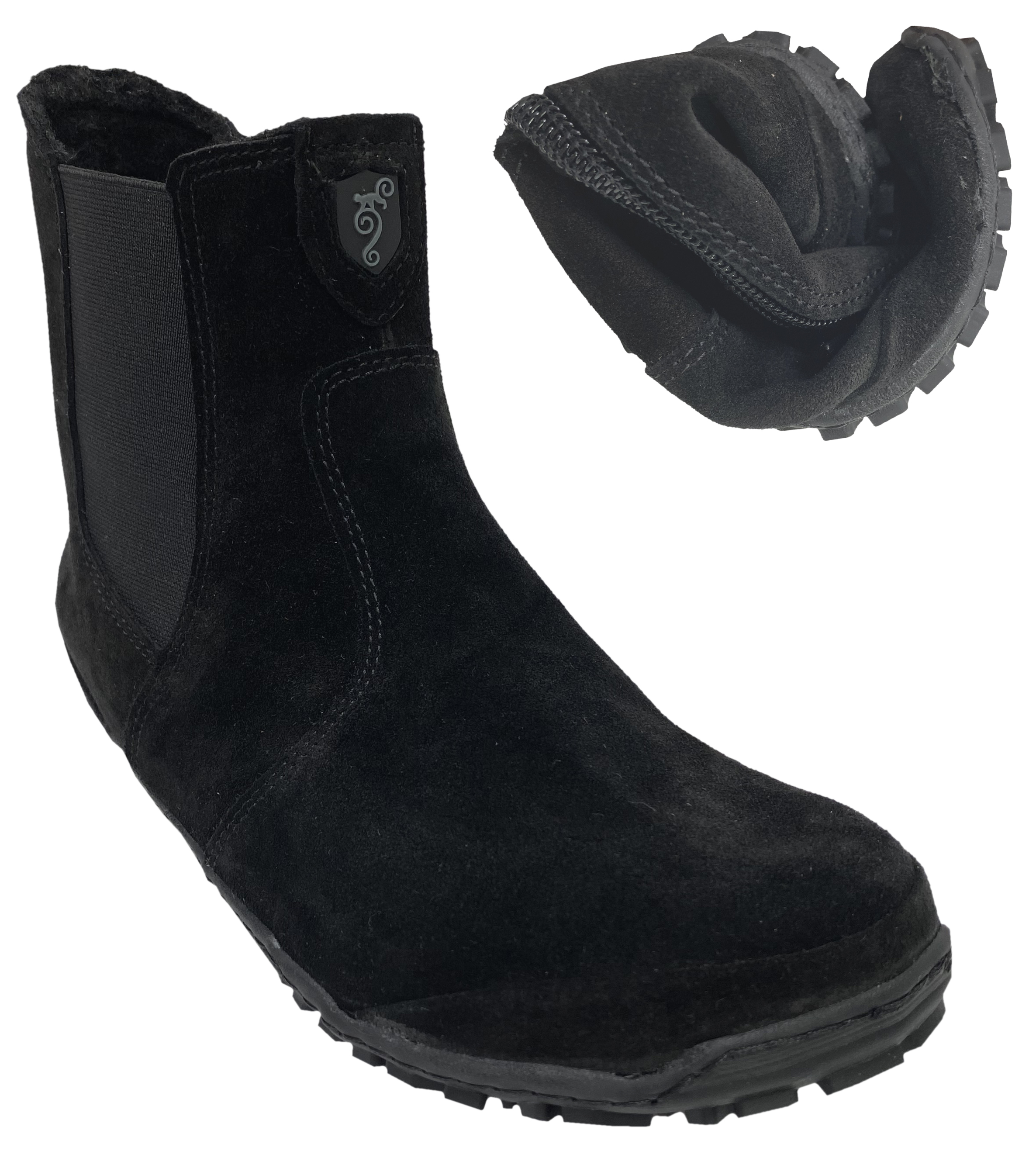 Flexible Barfußschuhe/ Chelsea Boots, Leder mit Filzfutter in SCHWARZ  MAGICAL Shoes LUPINO