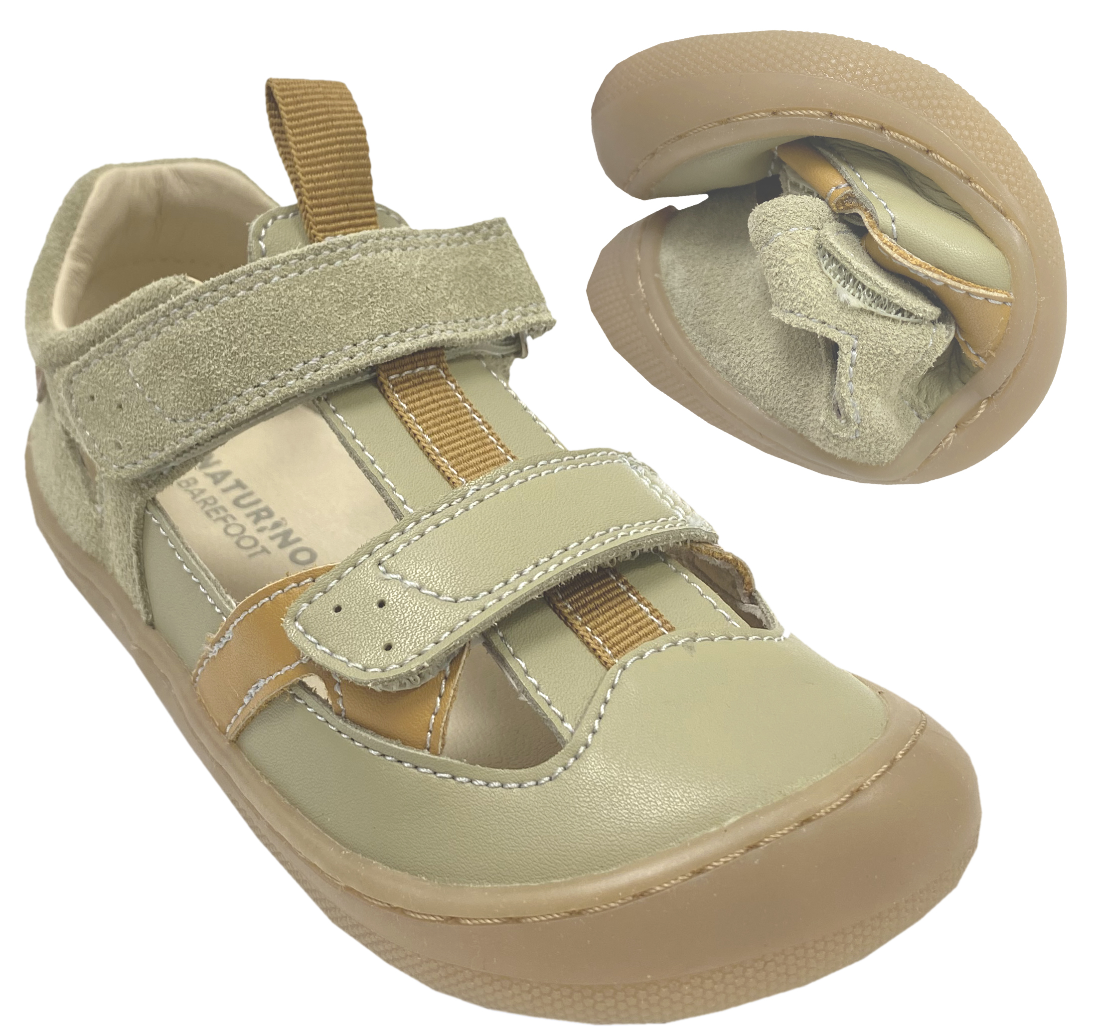 Halbsandalen / Barfußschuhe aus Leder in Stone Zucca von NATURINO Barefoot Modell Jaffo
