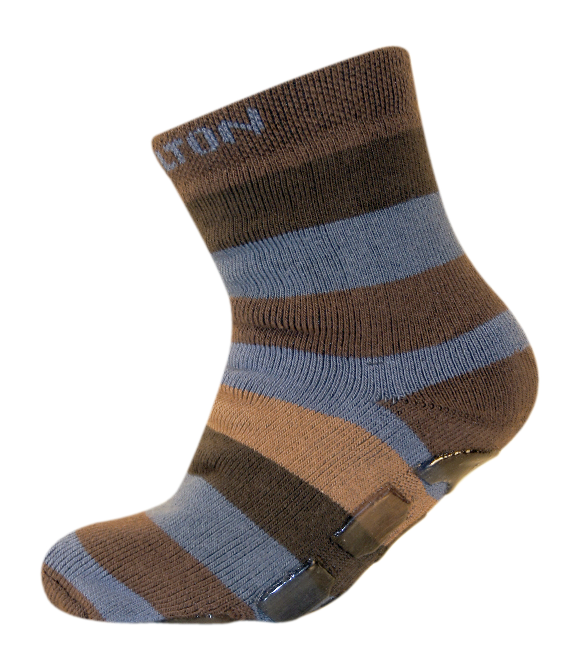 Stoppersocken aus BW Vollfrottee von MELTON * Stripe Braun / Blau Töne * 210023-475
