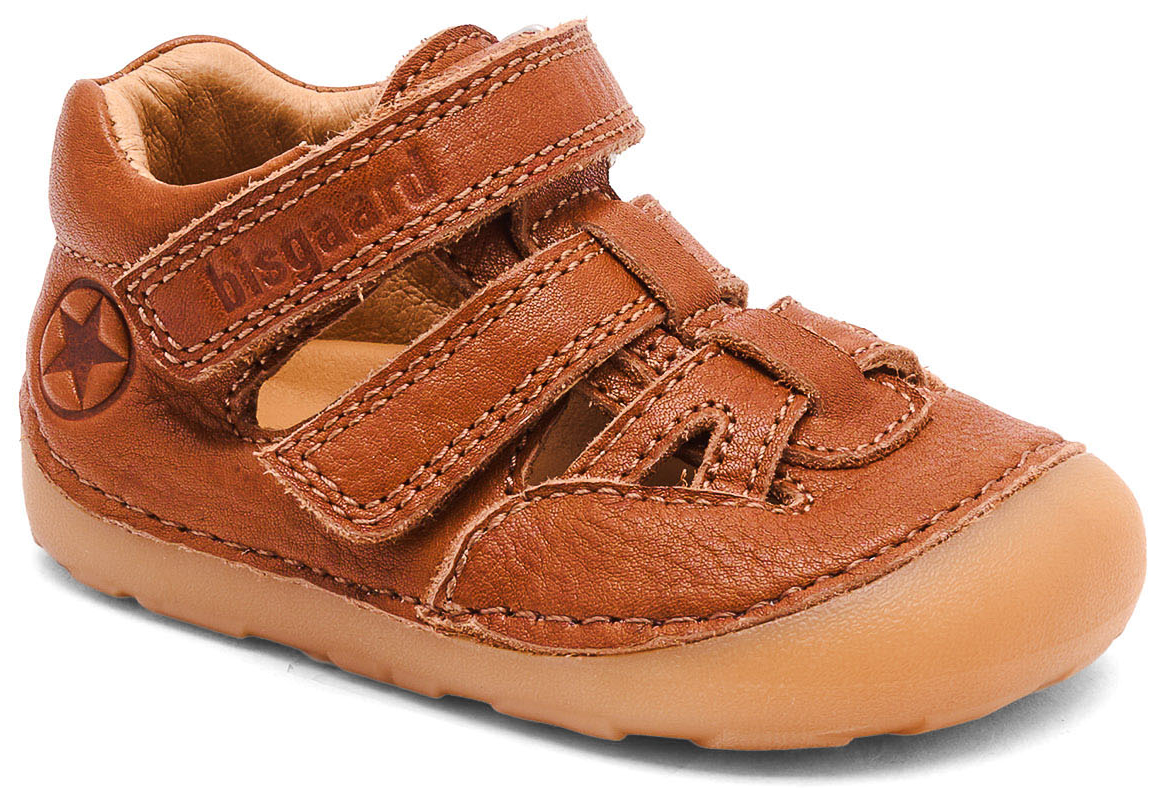 Knautschig weiche Halbsandale aus Leder in Cognac Modell Tate von BISGAARD Barefoot