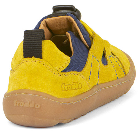 Barfußsneaker mit Elastiksenkel, Leder & Mesh Gelb / Kobalt FRODDO Barefoot Track G3130243-3