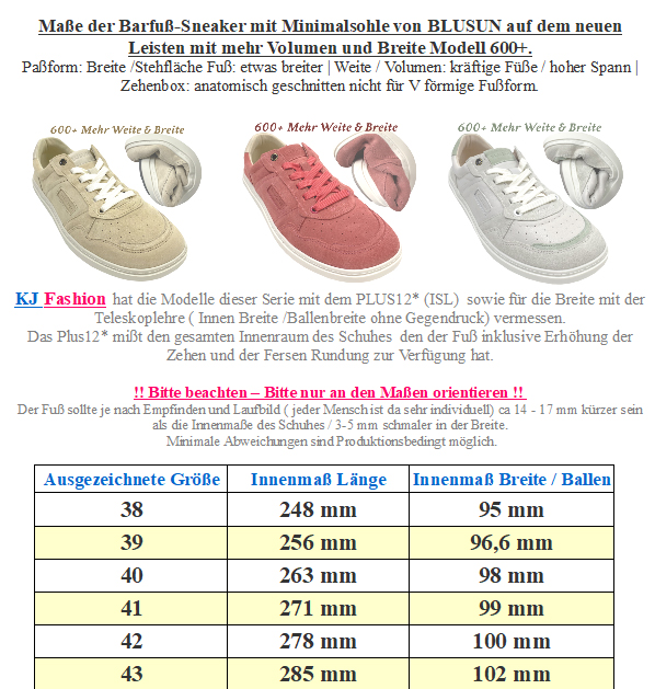 Lässiger Barfuß Sneaker aus Veloursleder für kräftige Füße von BLUSUN 600+ Pink / Matt Rot