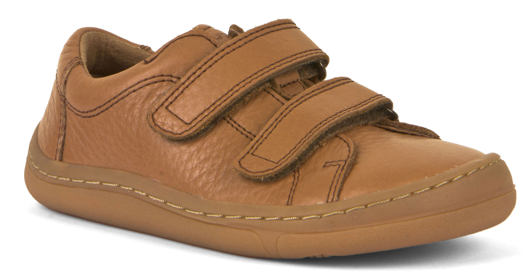 Low Top Sneaker mit Klett, Barfußschuhe aus Terracare Leder in Cognac v. FRODDO G3130201-1