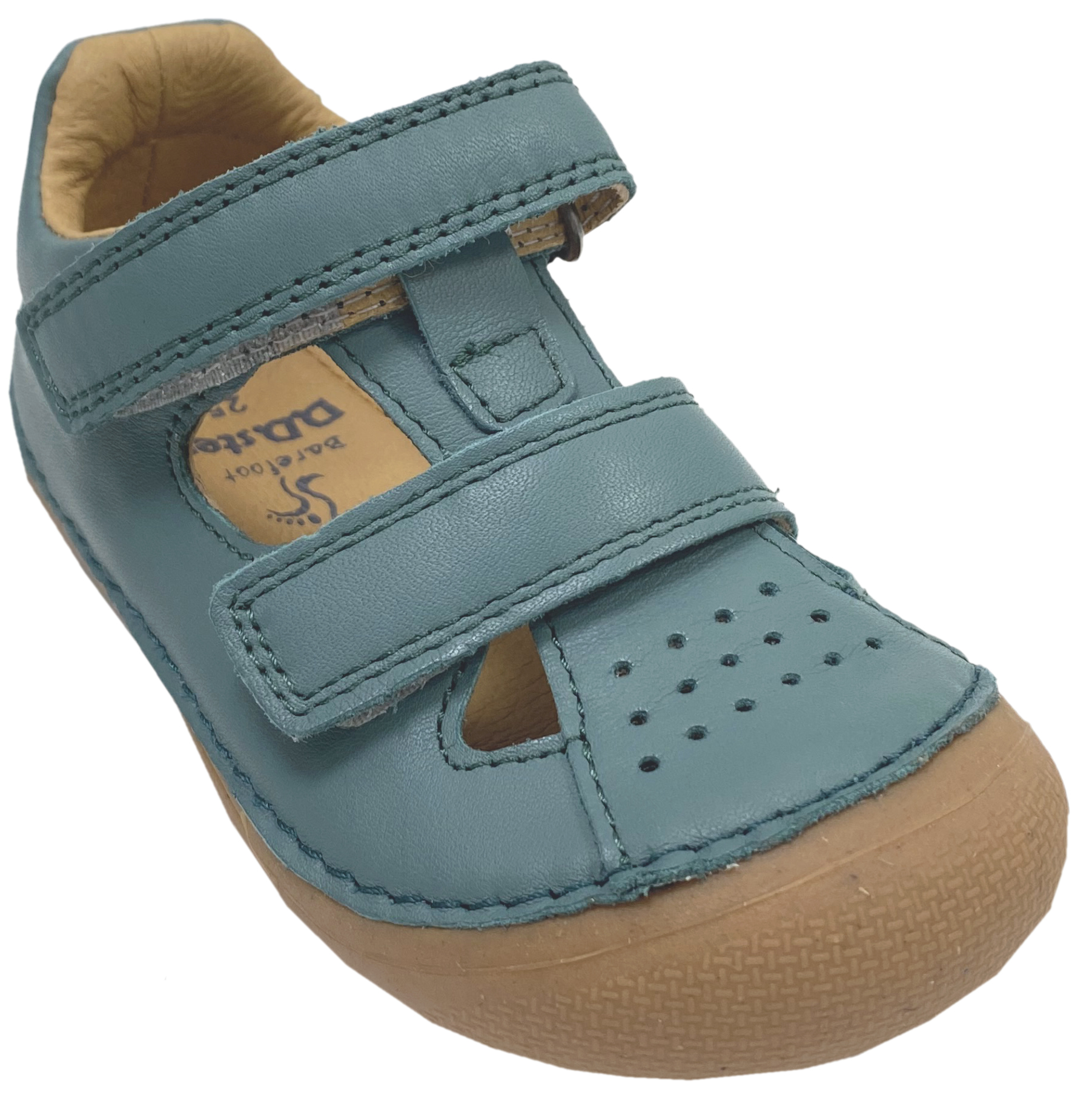 Knautschig weiche Halbsandalen aus Leder mit Minimalsohle in Emerald / Petrol von D.D.Step Barefoot 61804
