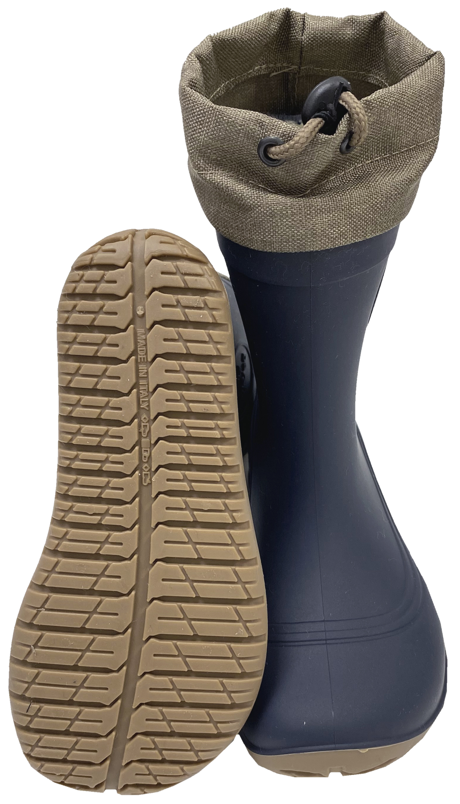 Ultra leichter Barfuß Gummistiefel Winterfutter, Kordelstopper am Kragen von LURCHI PICO Barefoot in Navy