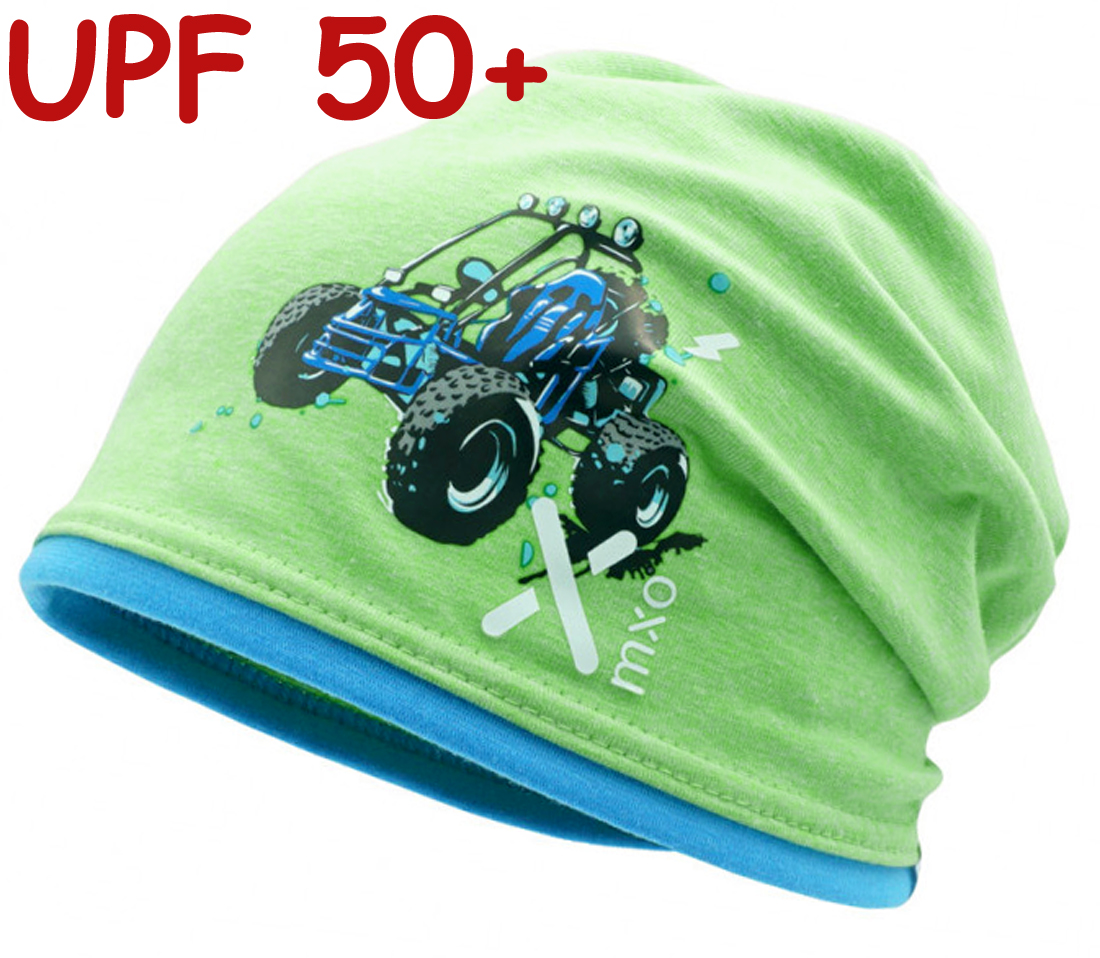 Cooles Beanie aus BW Jersey UPF 50+ in Lemon Melange mit Quad Print von MAXIMO 086976