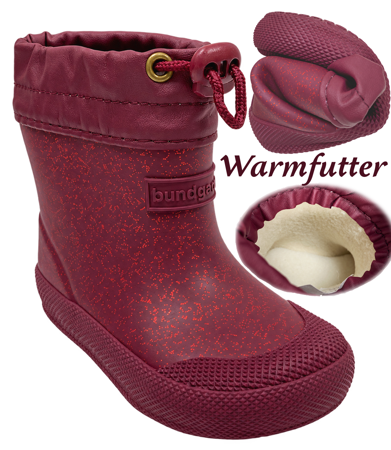 Barfuß Gummistiefel / Regenüberzieher >BUNDGAARD< mit Warmfutter MALIK in Berry Sparkle