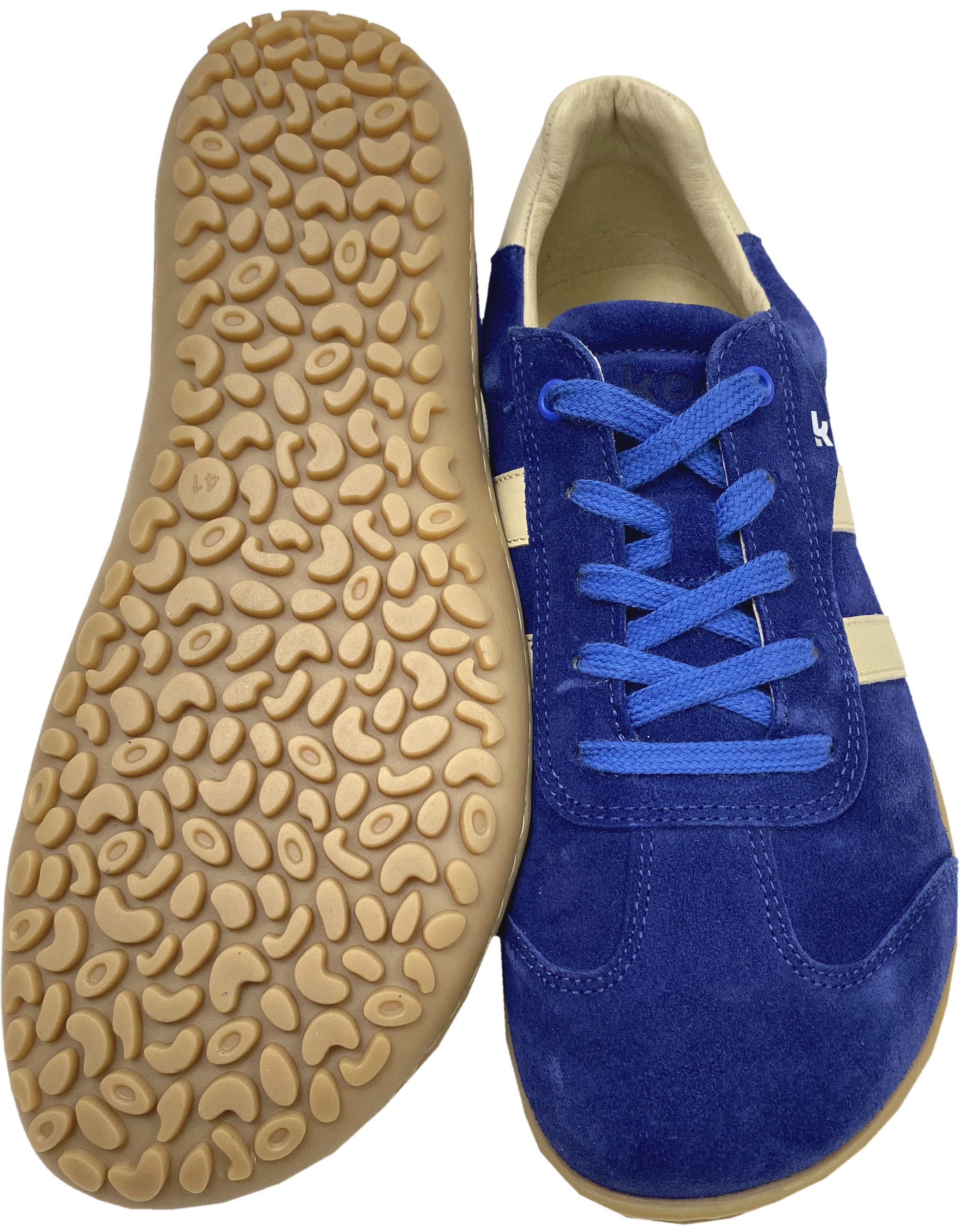 Barfuß - Sneaker aus Nubukleder in Royal Blue mit hellem Str. von KOEL "ILO Suede"