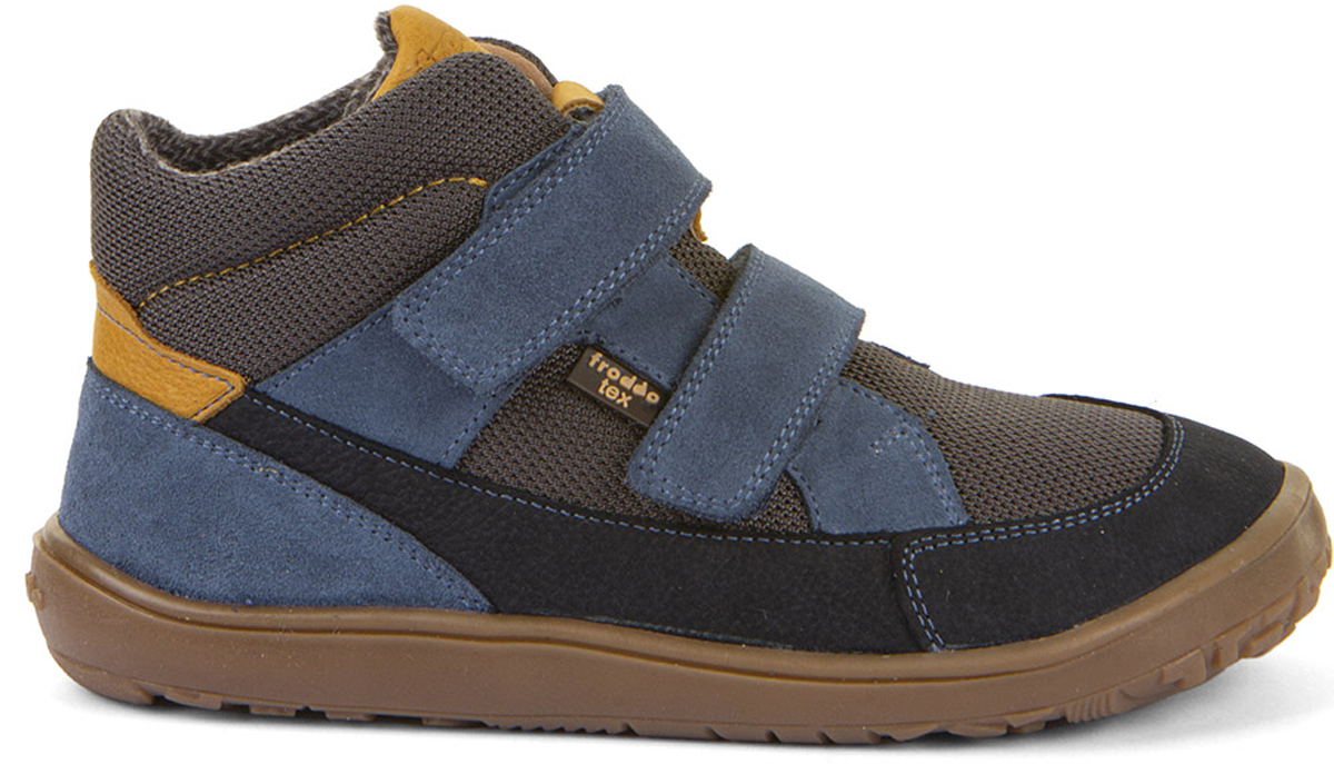Halbhohe Barefoot UP Schuhe Textil Futter aus Leder +TEX in *Denim / Braun * FRODDO G3110268