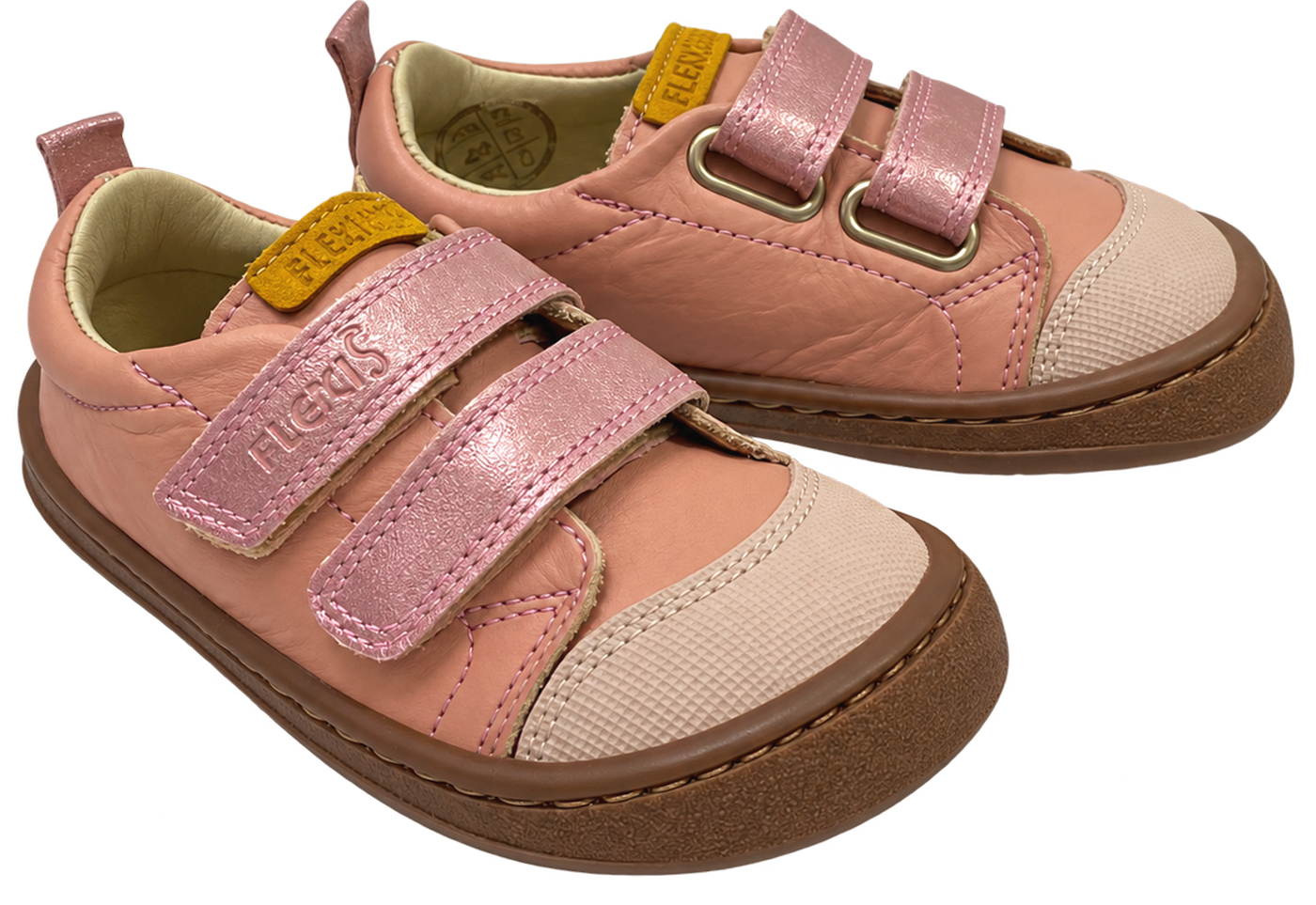 Leder Sneaker / Barfußschuhe von FLEXI NENS in Rosa Nude / Apricot Glitzer 9000-R