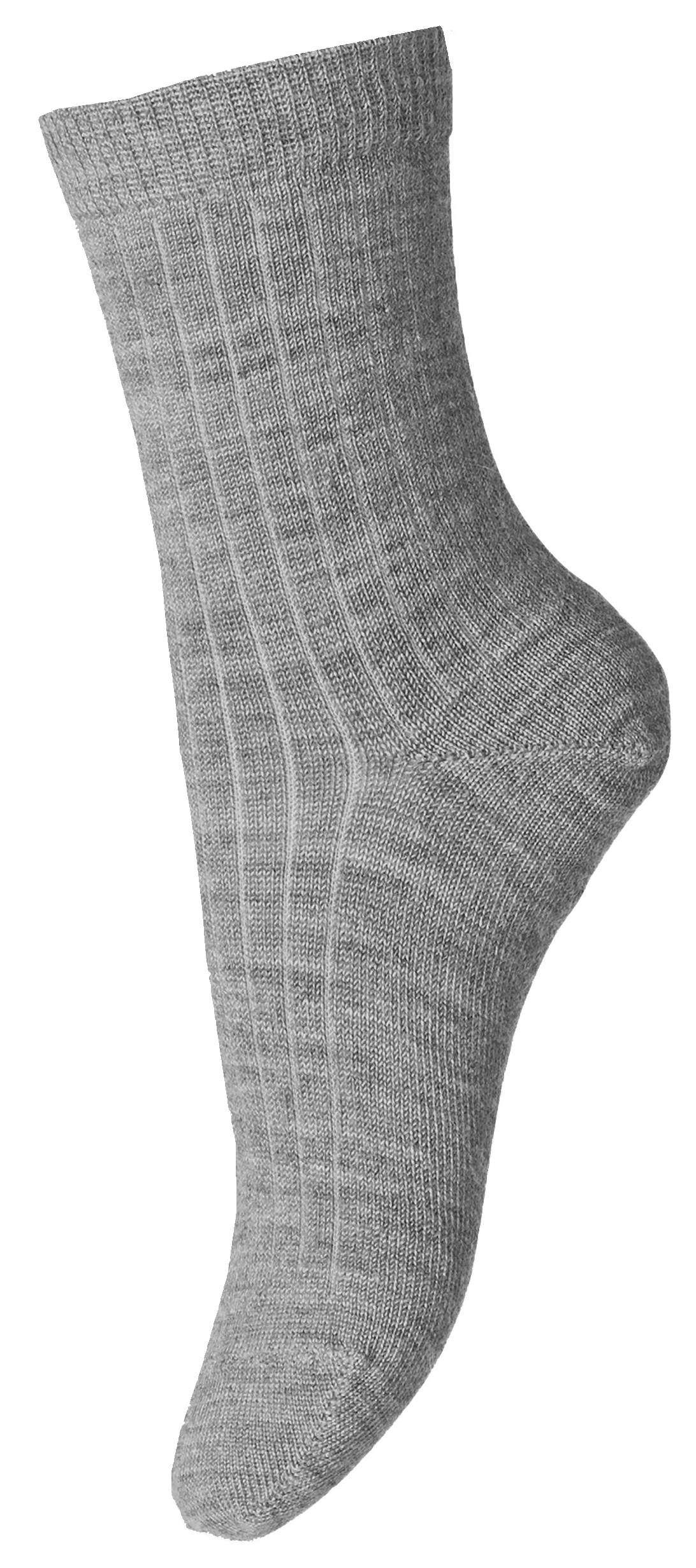 Dünne Wollsocke ~mittlere Höhe~ aus Superwasch Soft Merino Wolle Artikel 718 in 491 Grey Melange