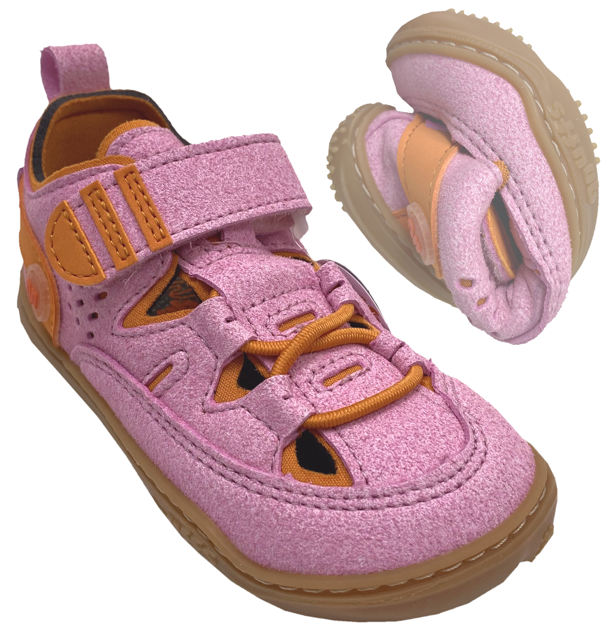 Vegane Barfußschuhe / Halbsandalen für schmale Füße von QNUFFS by Ricosta LERCHE in Fleur Papaya