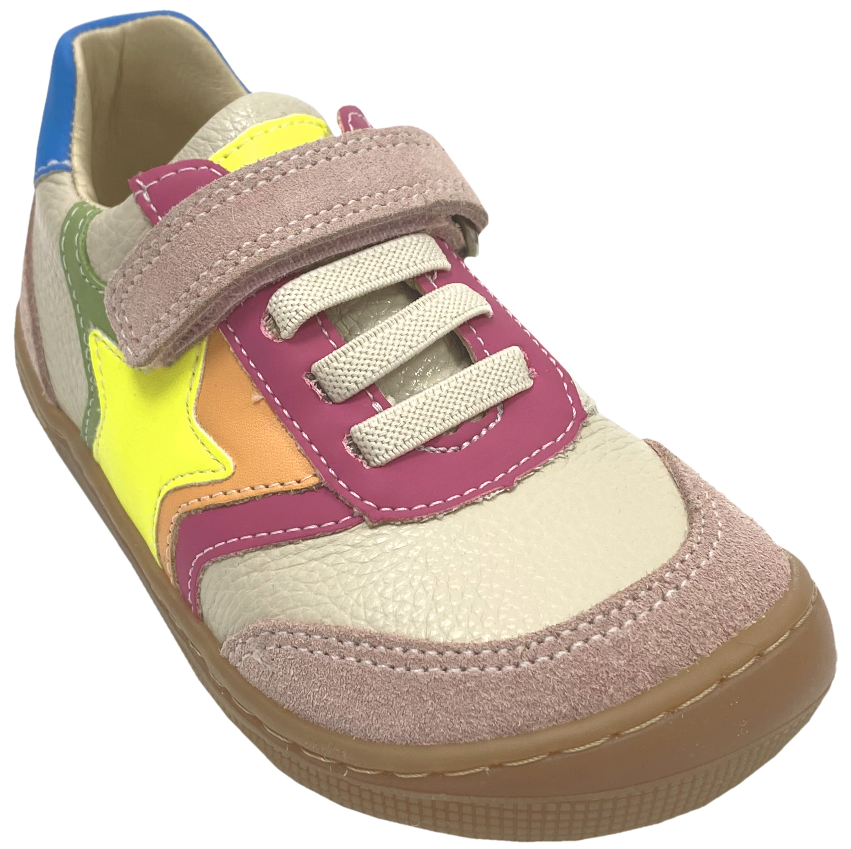 Low Top Leder Sneaker / Barfußschuhe mit Klett in Pink / Bunt *Denver Leather* von KOEL Barefoot