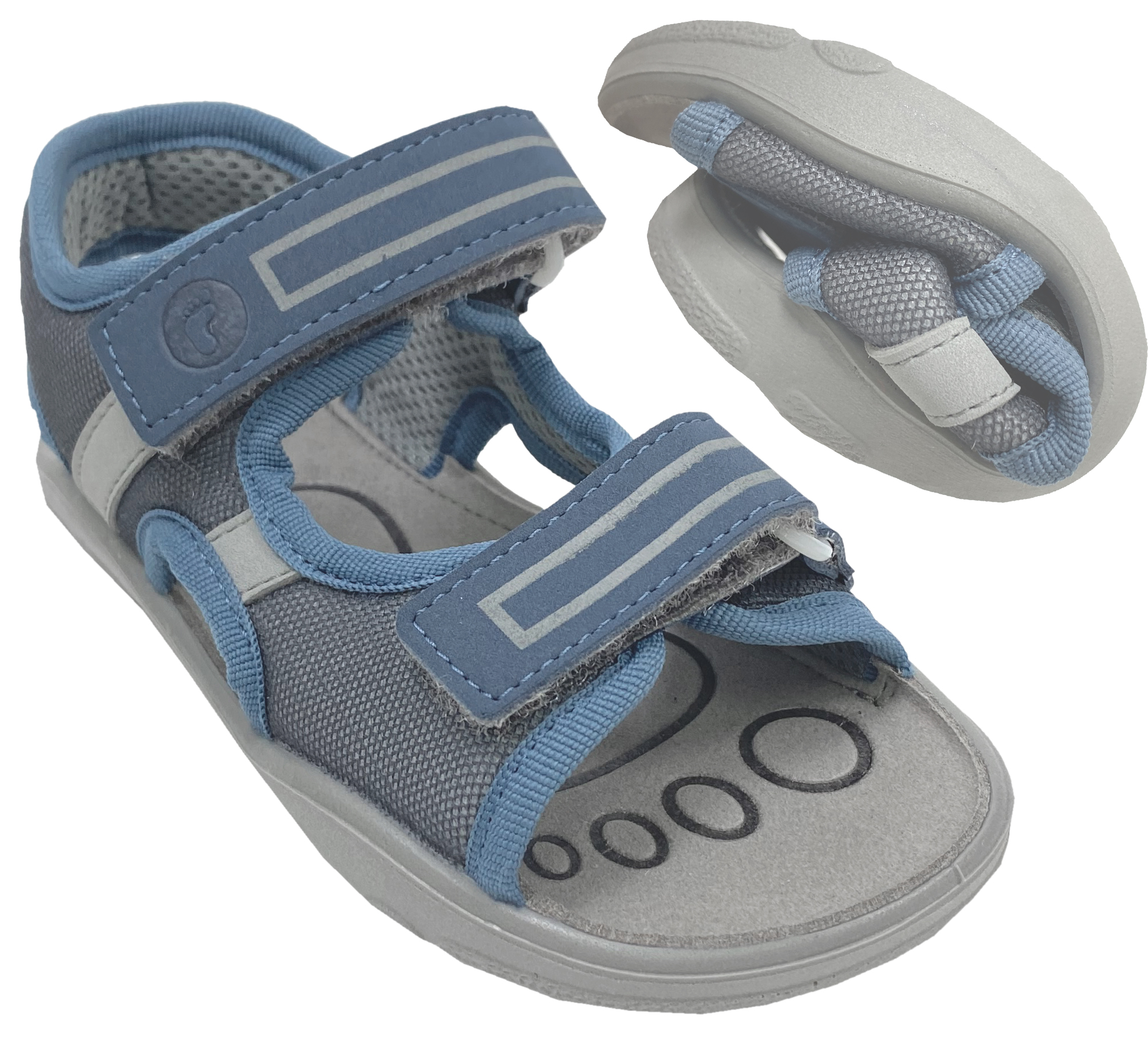 Offene Sandale, Vegan & waschbar, schmal geschnitten, RICOSTA Barefoot AVENUE in Grau / Jeans