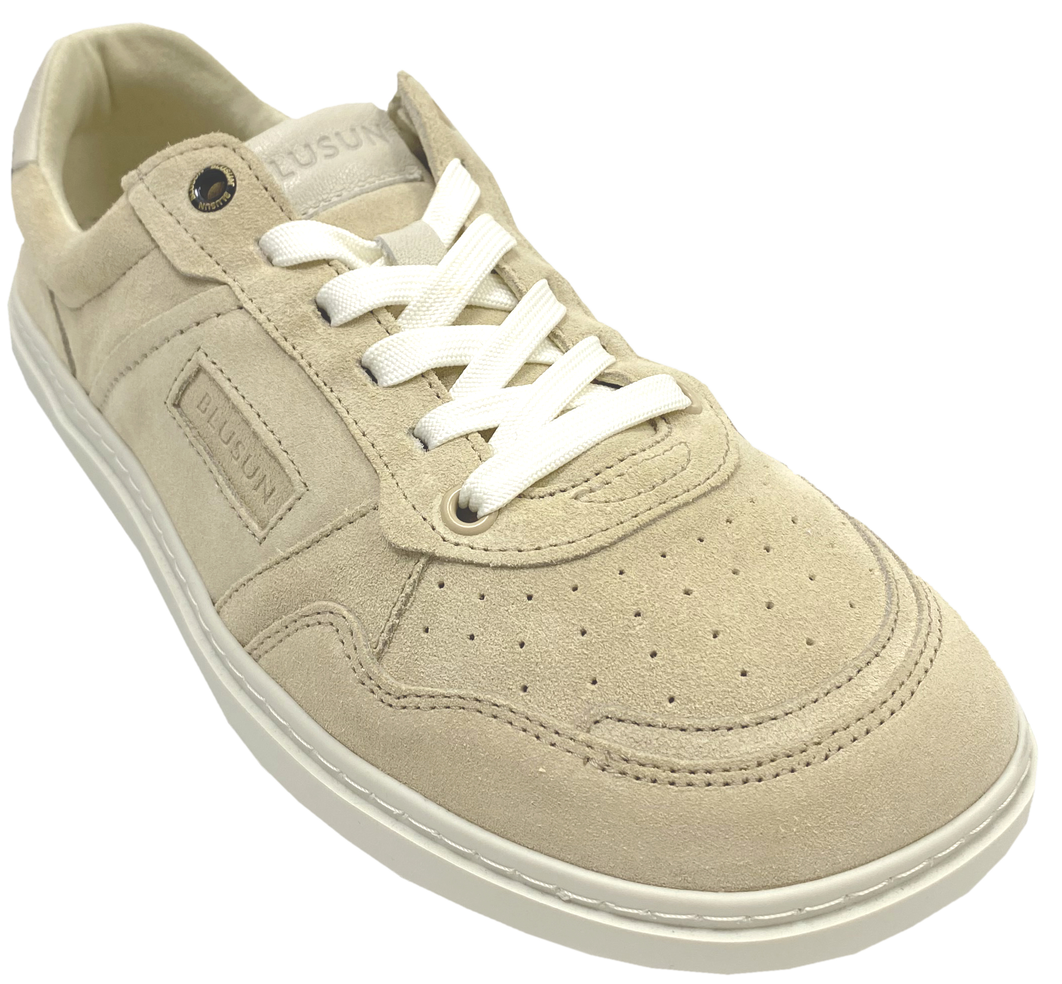 Lässiger Barfuß Sneaker aus Veloursleder für kräftige Füße von BLUSUN 600+ Light Beige
