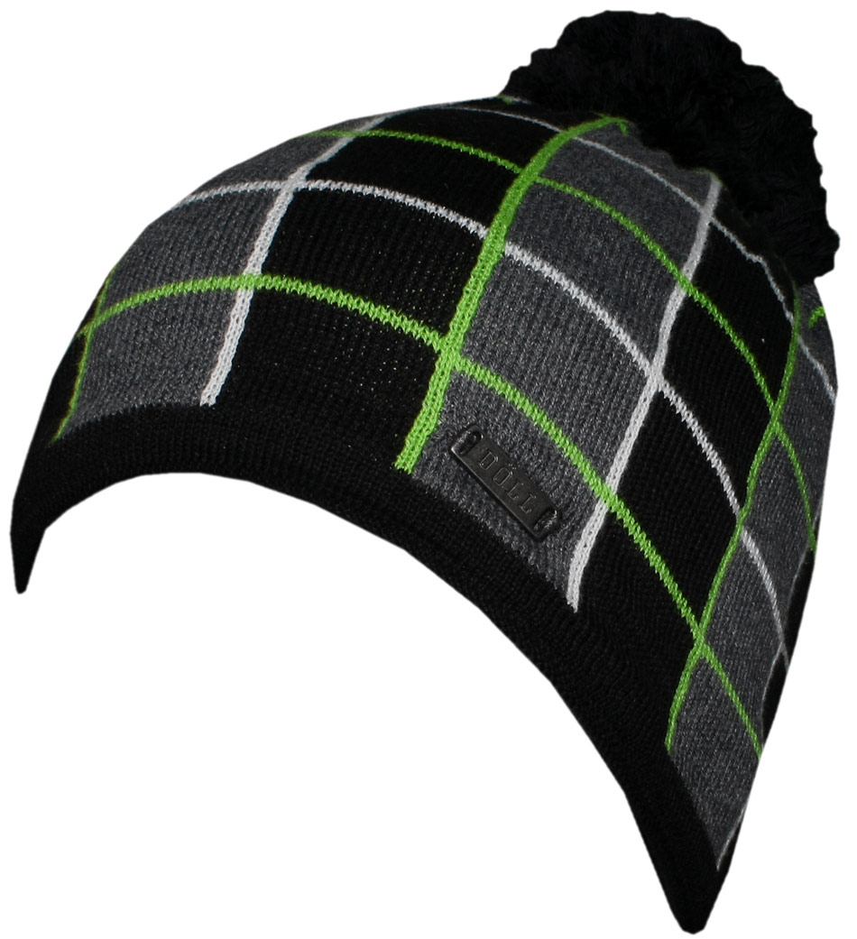 Strickmütze mit Bommel, innen Fleecebesatz in Schwarz/Grau / Lemon von DÖLL  1349731182-1010