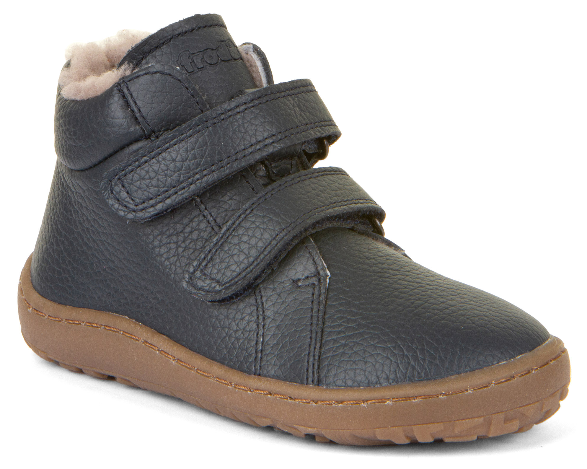 Winterschuhe / Barfußschuhe, Leder + Lammwoll Futter, Doppelklett in MARINE von FRODDO G3110227