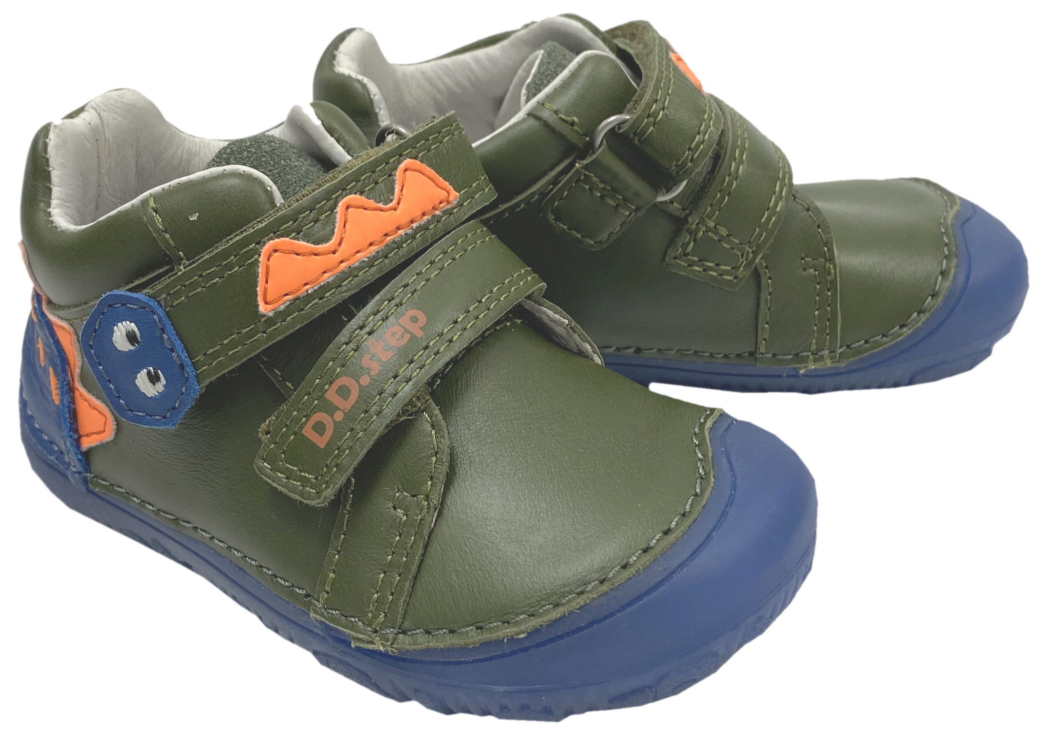 Leder Halbschuhe, knautschige Minimalsohle *GLOW in The Dark* von D.D.Step Barefoot in Khaki Monster