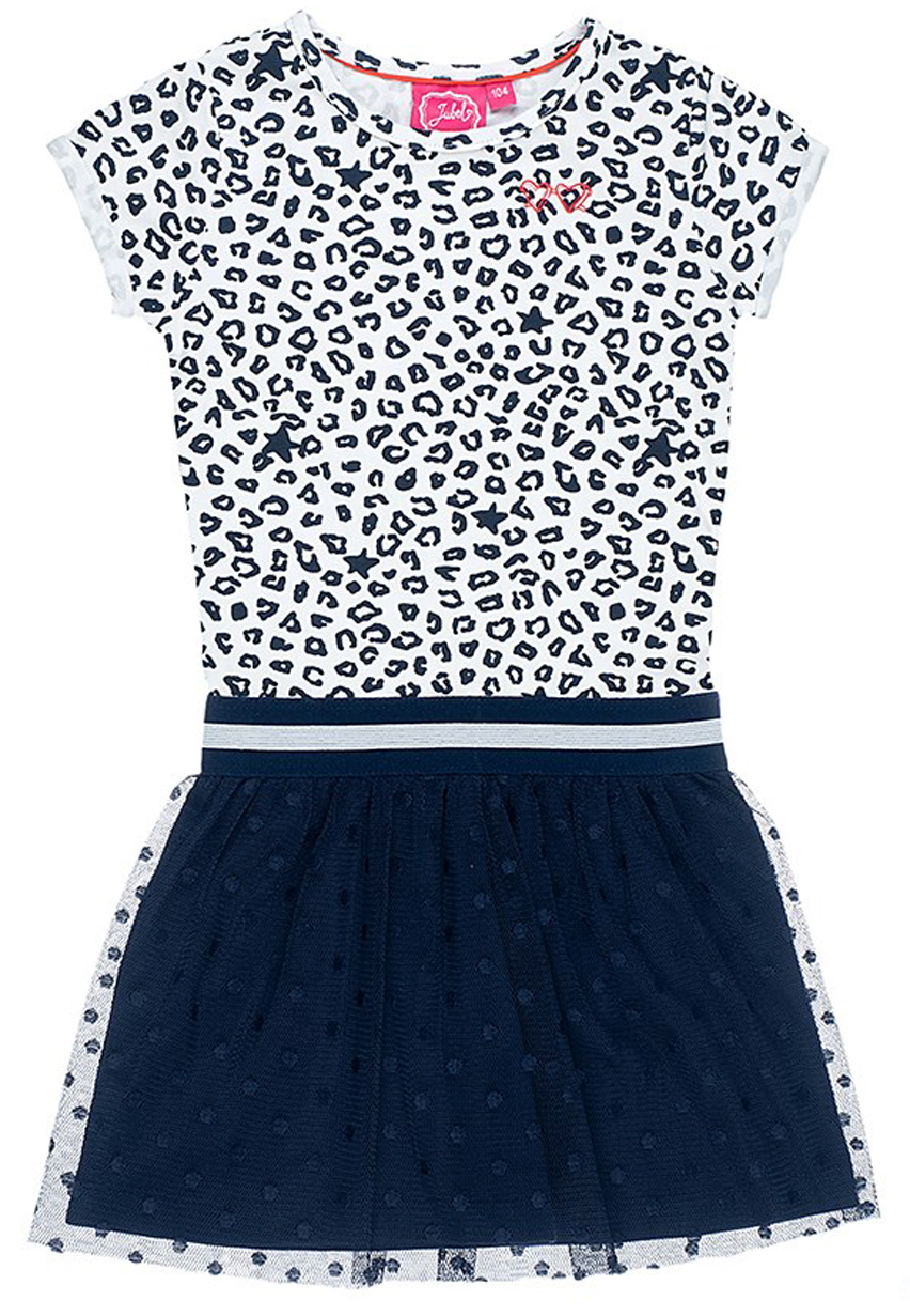 Cooles Sommerkleid Navy / Weiß im Leo Design, weit schwingender Tüllrock von JUBEL "Funbird" 0272