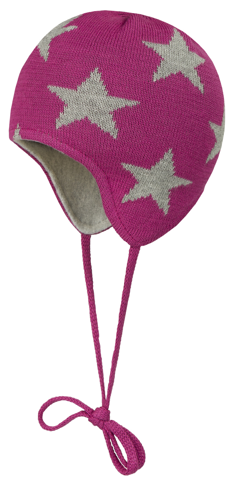 Strickmütze zum binden in Magenta mit Grauen Sternen innen BW Sweat von DÖLL 1621715113-2038