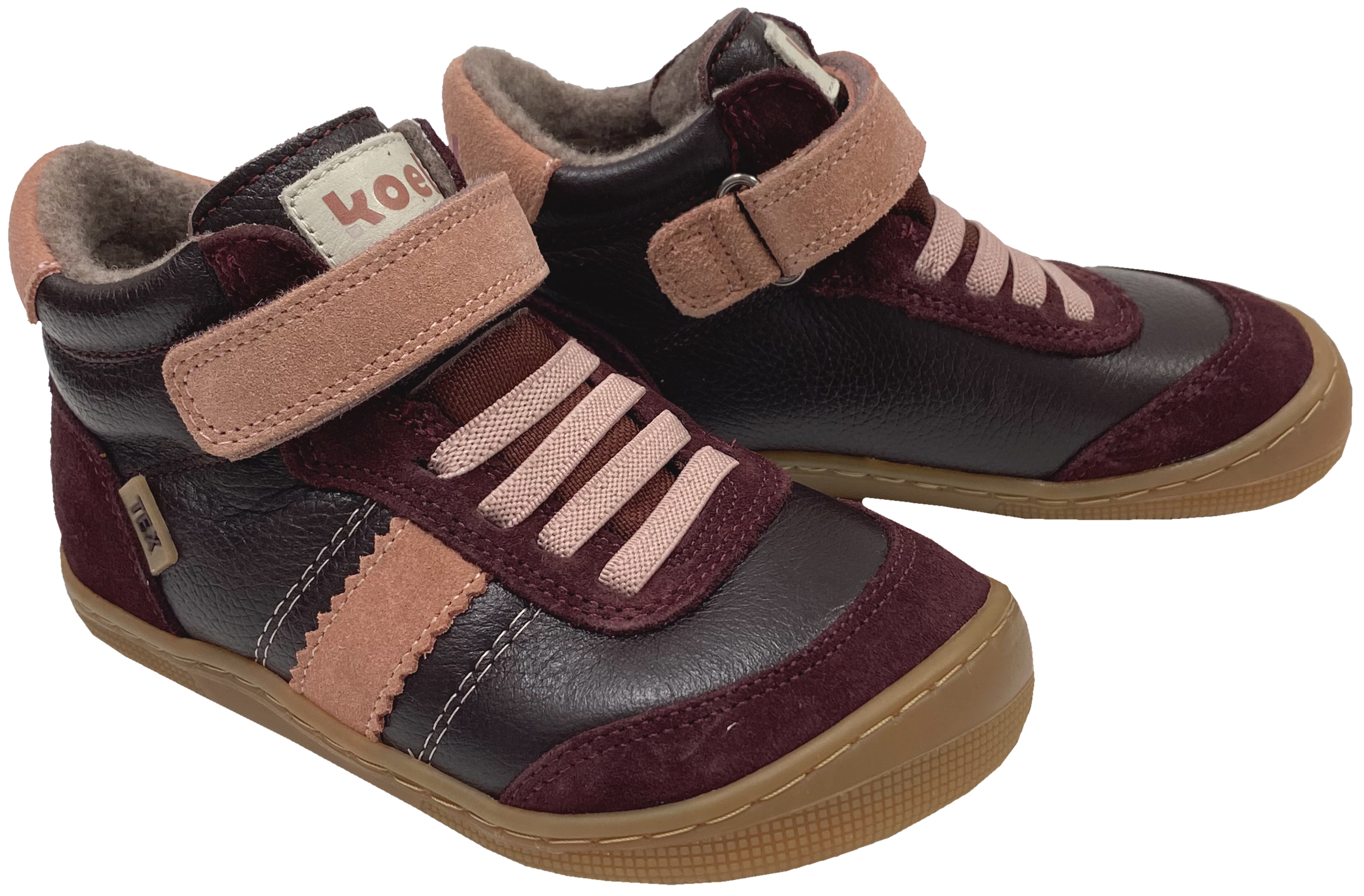 Knöchelhohe Minimalschuhe Leder, Wollfleece Futter + TEX > KOEL Barefoot * DANIEL 3.0 * Bordo 07T055.303