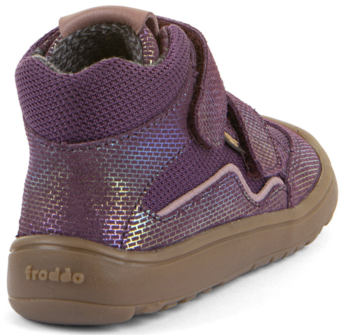 Minimalschuhe Knöchelhoch Leder & Mesh+TEX Membran FRODDO Barefoot *TEX AUTUMN* Lila Glitzer G3110266