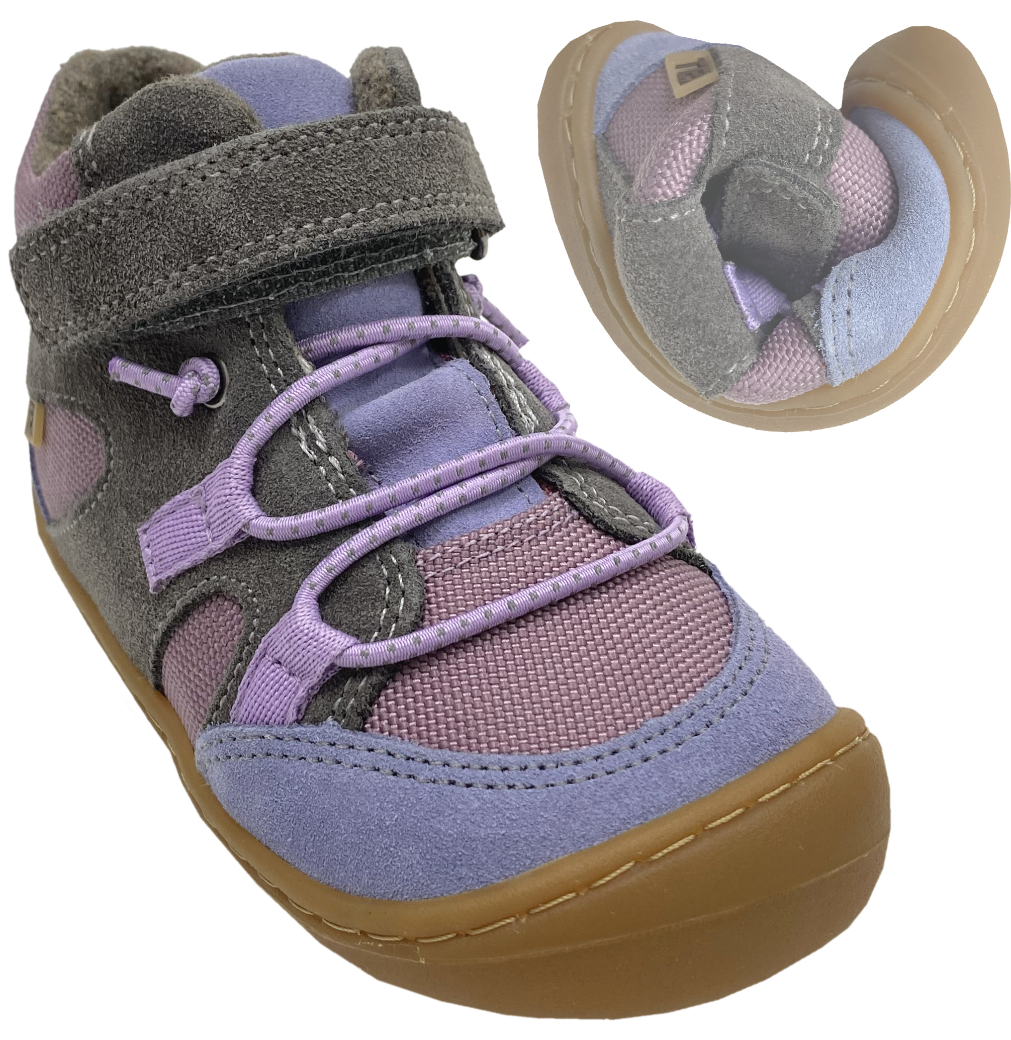Barfußschuhe knöchelhoch * Beau * mit Wollfilz Futter + TEX in Lavendel Grau von KOEL 06T005.505