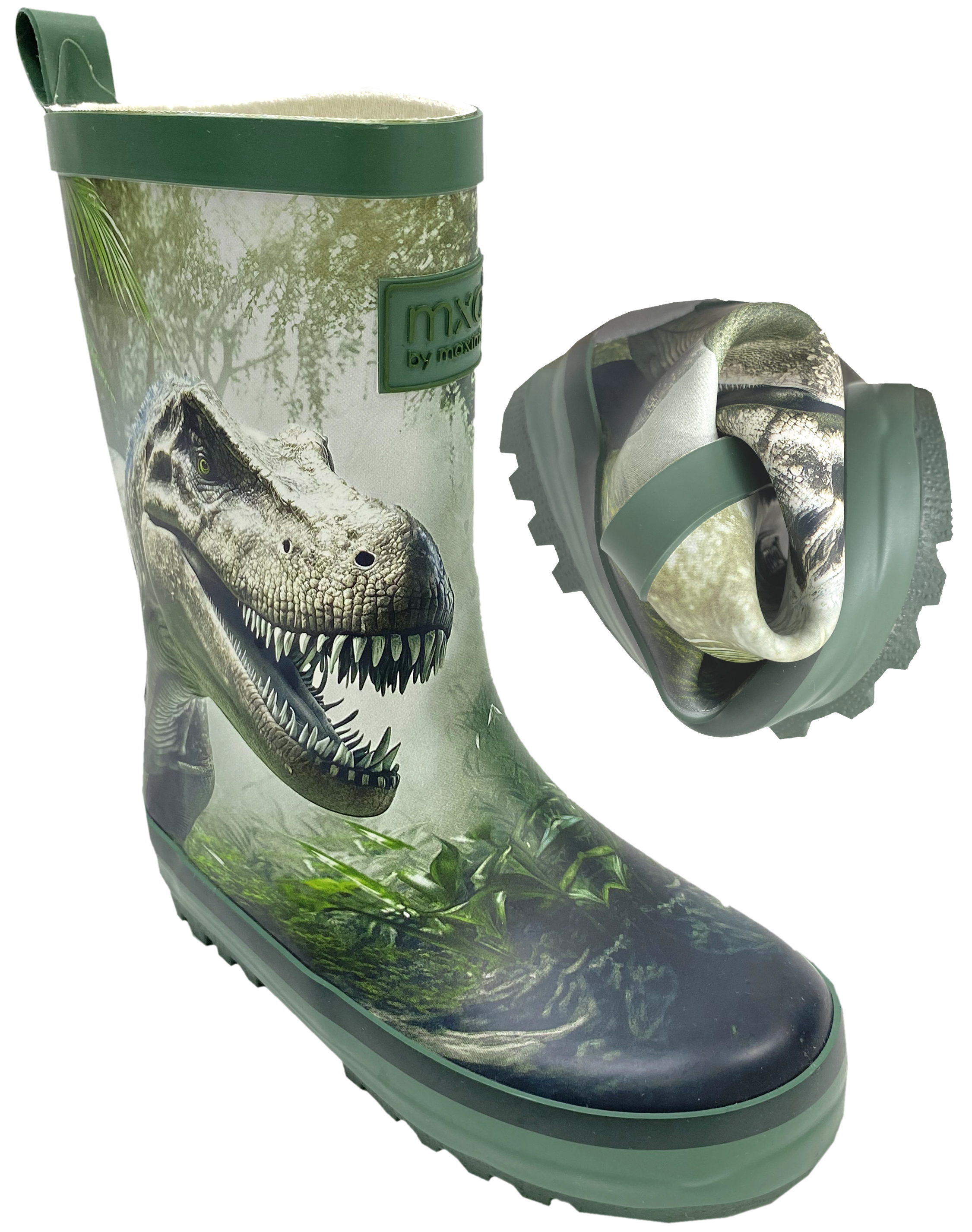 Mittelschaft Gummistiefel aus Naturkautschuk + Textil Futter von MAXIMO *T-REX / Dino * 150900