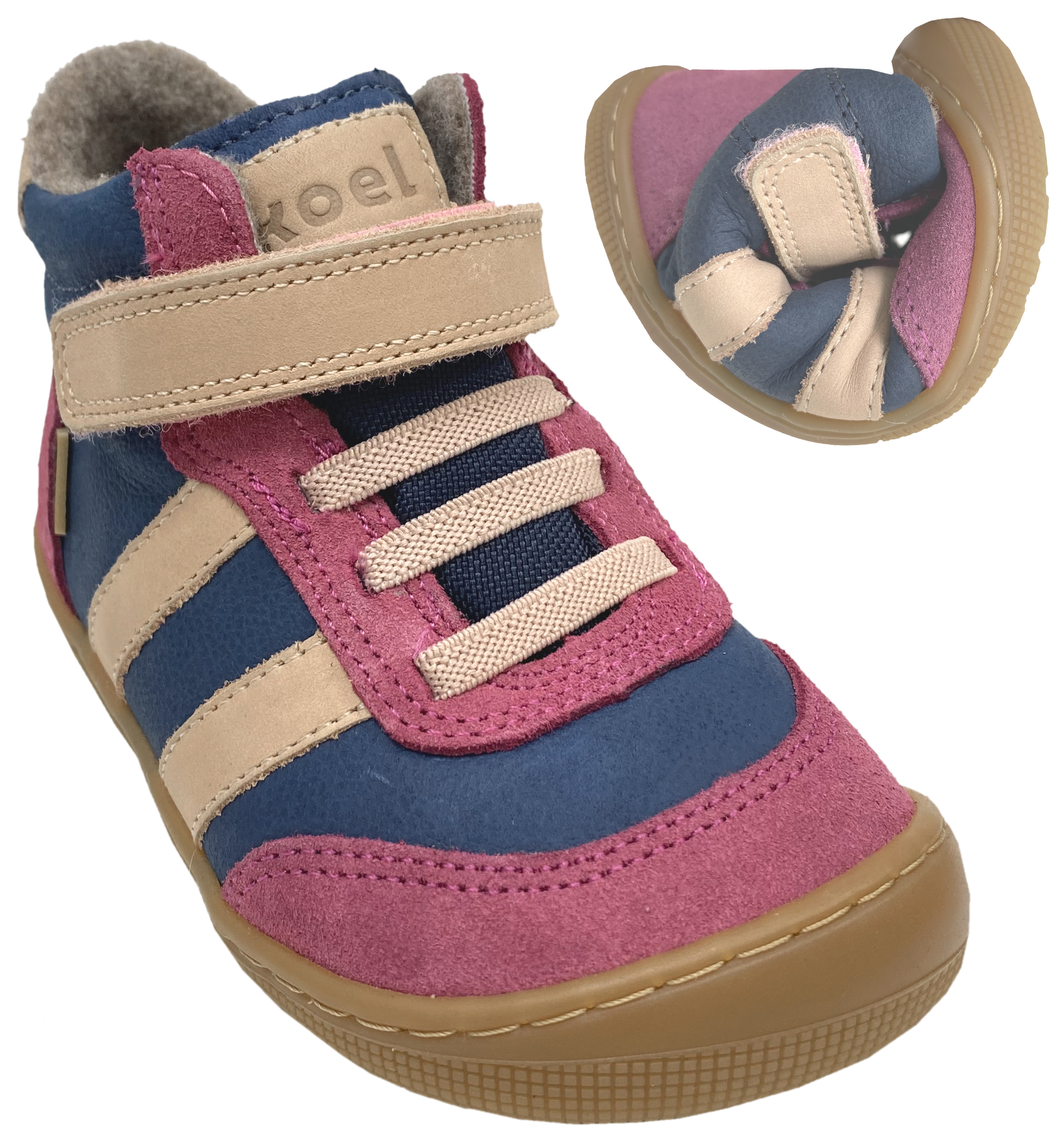 Barfußschuhe knöchelhoch DANIEL 2.0 mit Wollfilz Futter + TEX in Pink / Jeans von KOEL 07T054.123