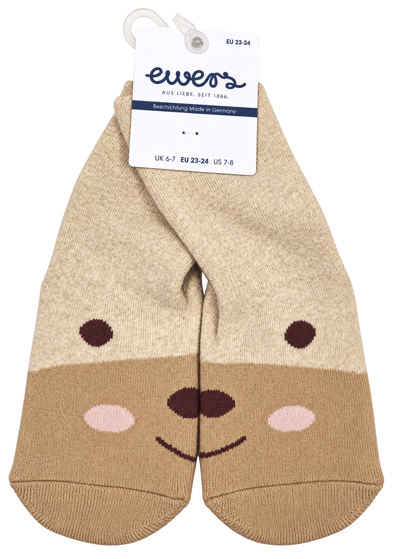 Stoppersocken aus BW Vollfrottee Softstep Sohle v. EWERS in Beige Mel. Smily 221412