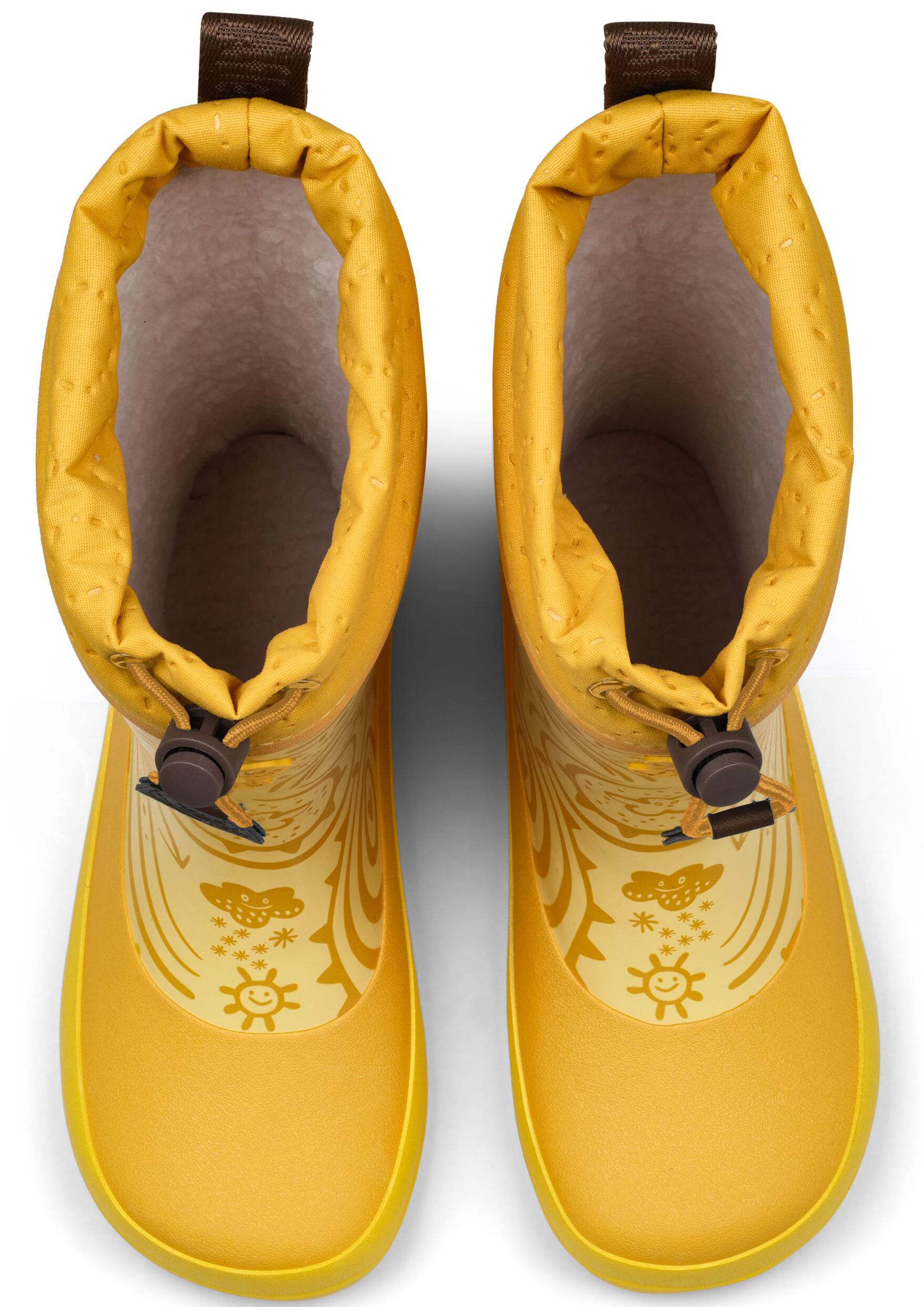 Barfuß Gummistiefel mit Warmfutter von AFFENZAHN * Vegan Puddly * Tiger in Gelb