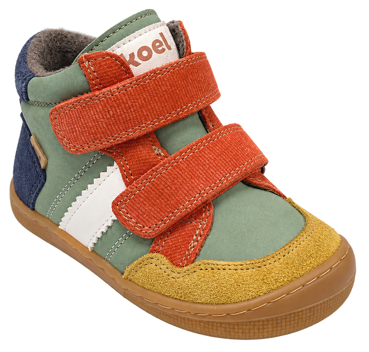 Leder Barfußschuhe Wollfleece Futter TEX v. KOEL Barefoot *DOURO TEX * Bunt / Olive 07T063.305